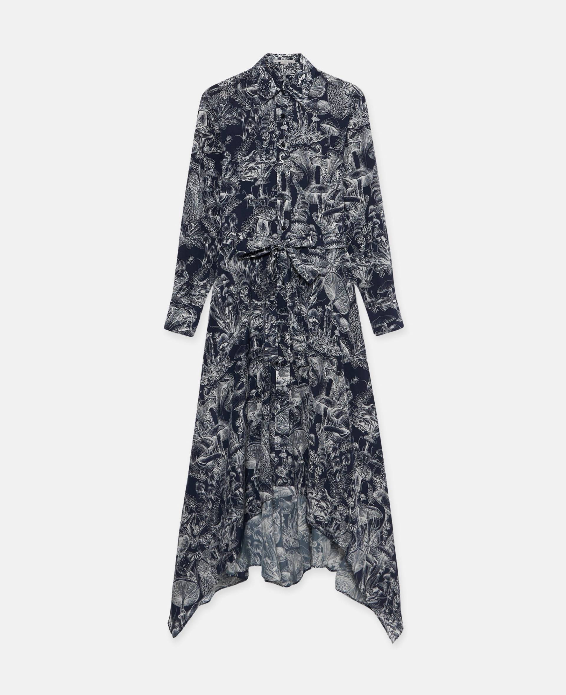 Stella McCartney - Hemdkleid aus Seide mit Fungi Forest Print, Frau, Marineblau Bunt, Größe: 40 von Stella McCartney