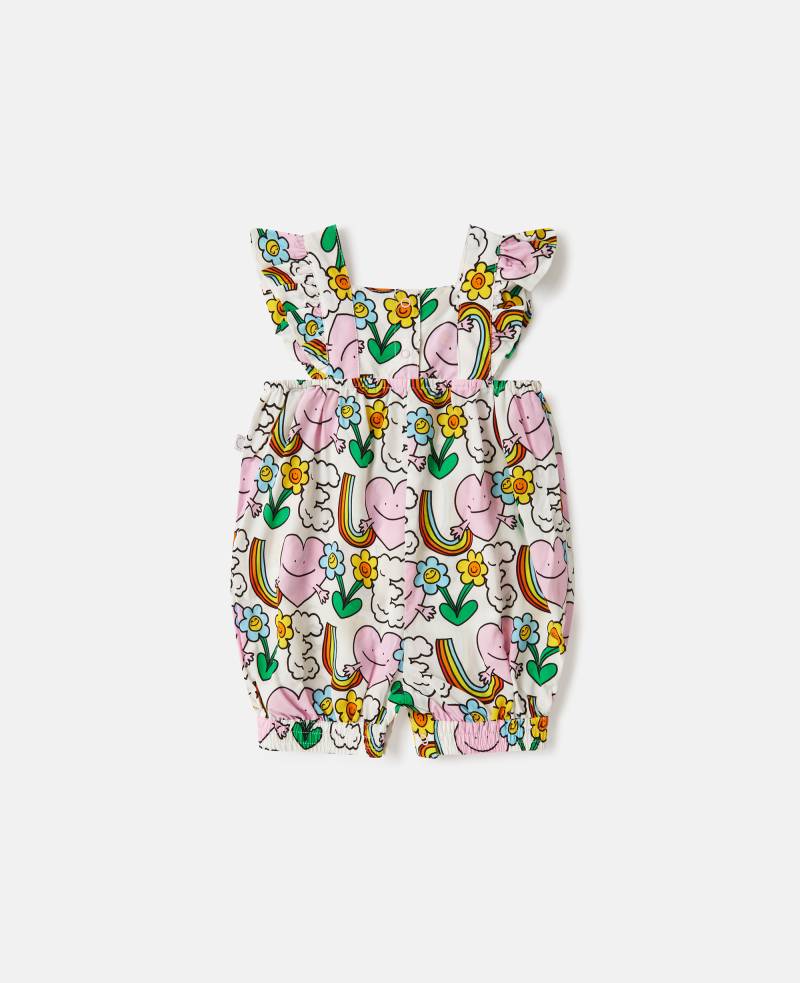 Stella McCartney - Gekräuselter Riemen-Strampler mit Earth Friends Print, Elfenbein/Mehrfarbig, Größe: 6m von Stella McCartney