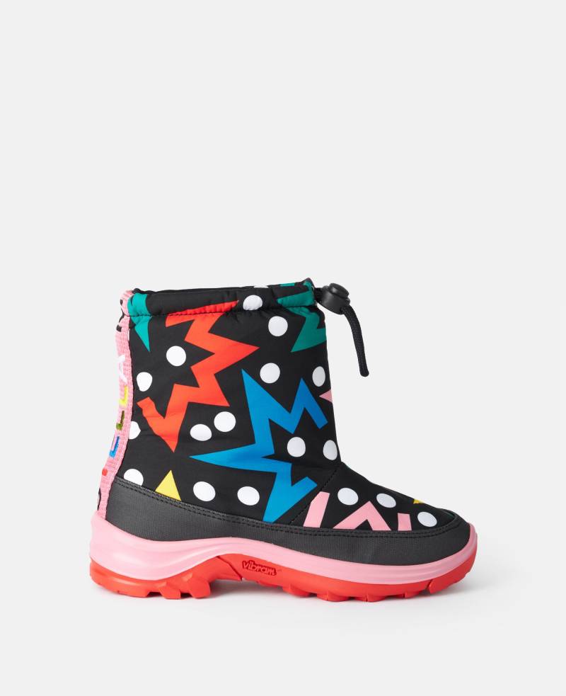 Stella McCartney - Gepolsterte Gummistiefel mit Starburst Print, Frau, Schwarz/Bunt, Größe: 31 von Stella McCartney