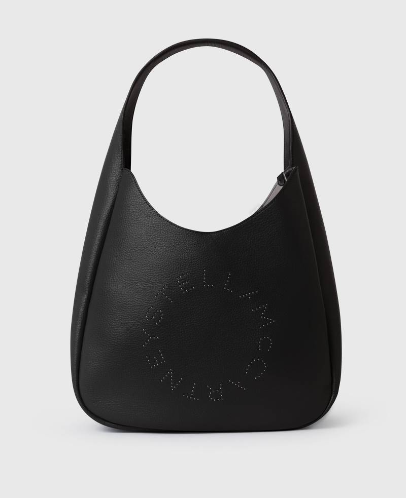 Stella McCartney - Große Logo Hobo Bag mit Nieten, Frau, Schwarz von Stella McCartney