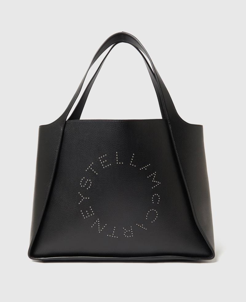 Stella McCartney - Große Logo Tote Bag mit Nieten, Frau, Schwarz von Stella McCartney
