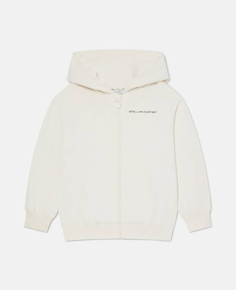 Stella McCartney - Hoodie mit Reissverschluss und Logo, Frau, Creme, Größe: 5 von Stella McCartney