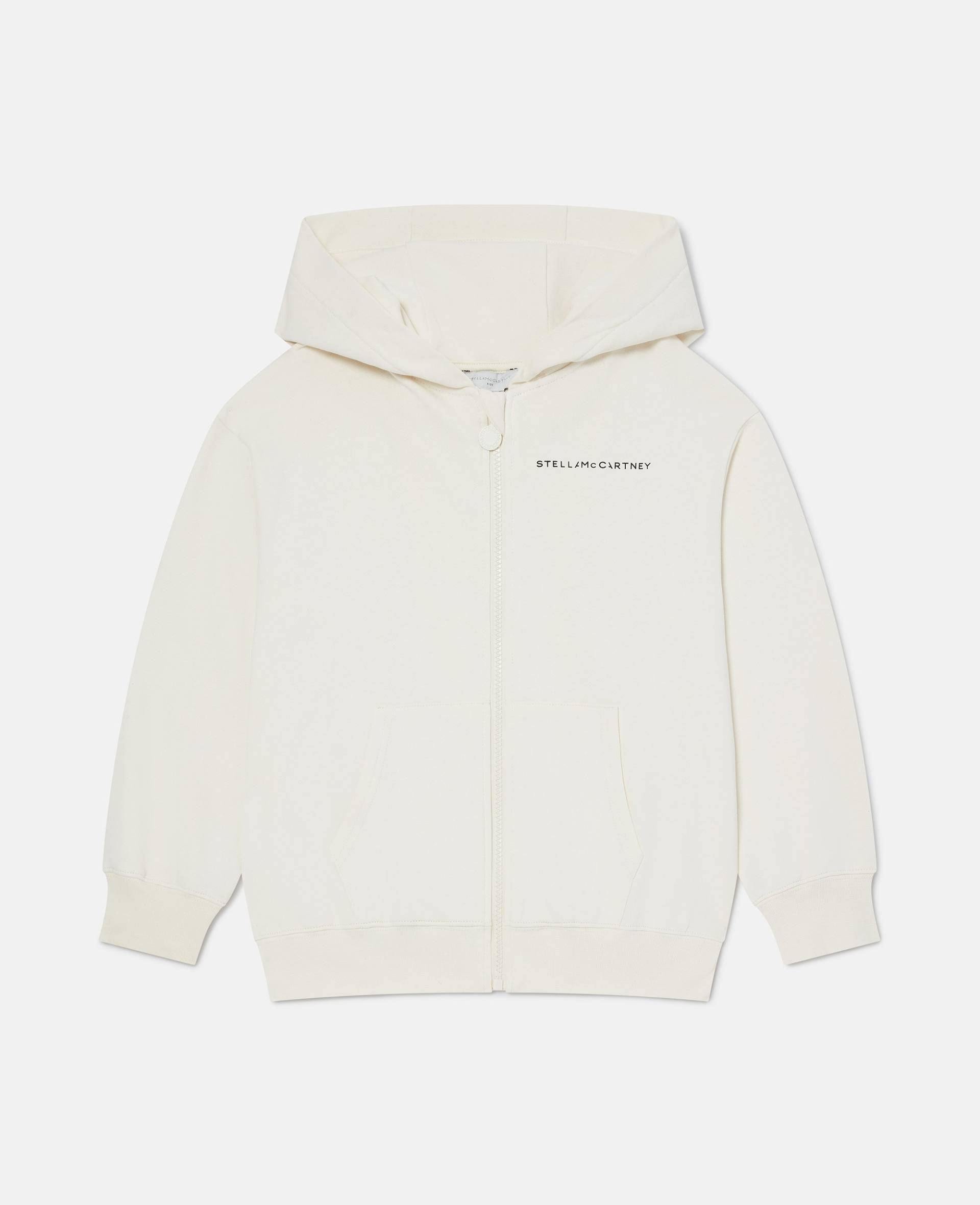 Stella McCartney - Hoodie mit Reissverschluss und Logo, Frau, Creme, Größe: 6 von Stella McCartney
