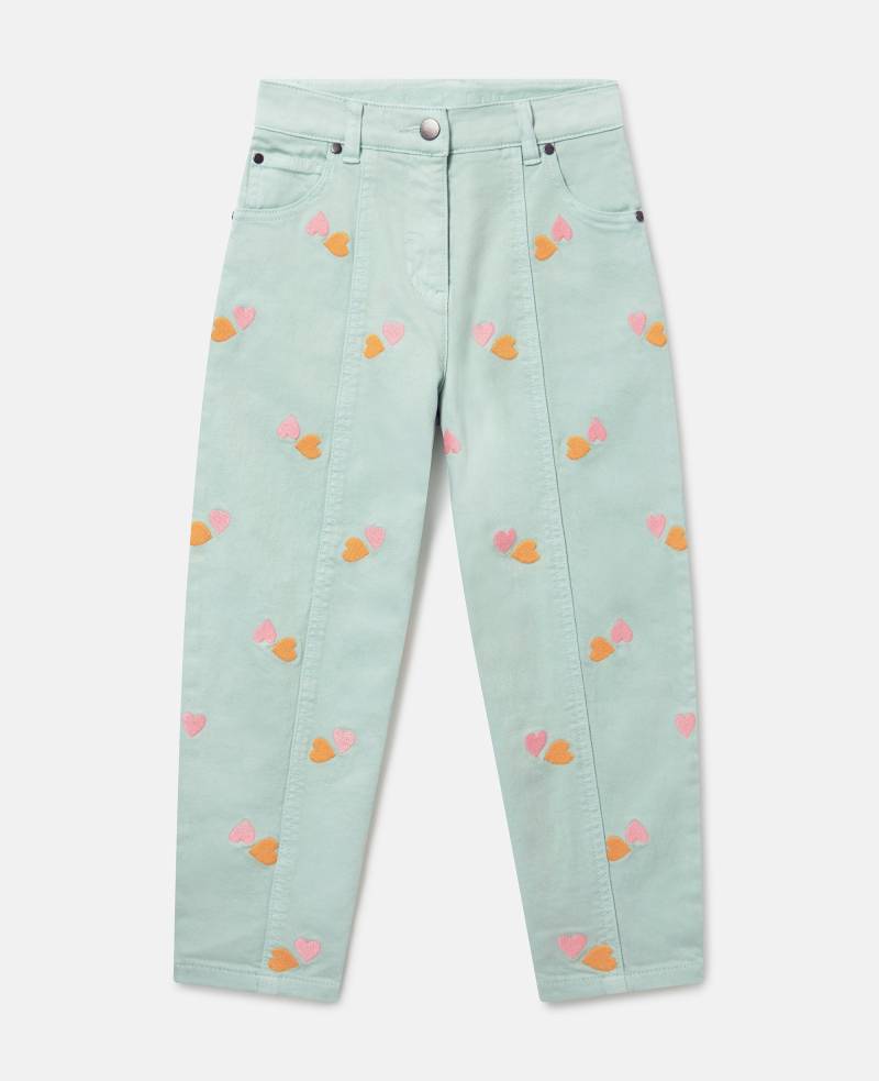 Stella McCartney - Hose mit Herz-Stickerei aus Gabardine, Frau, Grün, Größe: 2 von Stella McCartney