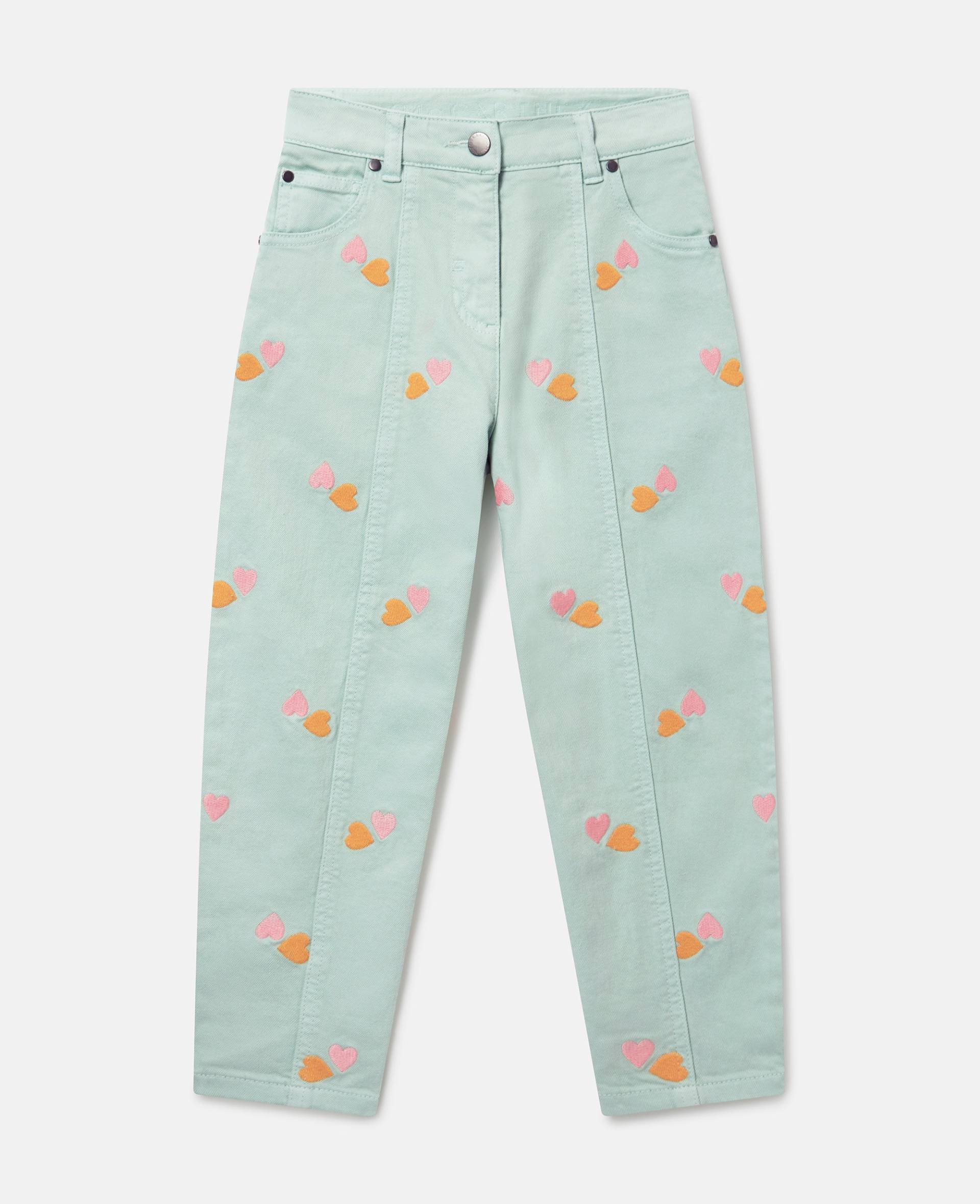 Stella McCartney - Hose mit Herz-Stickerei aus Gabardine, Frau, Grün, Größe: 3 von Stella McCartney