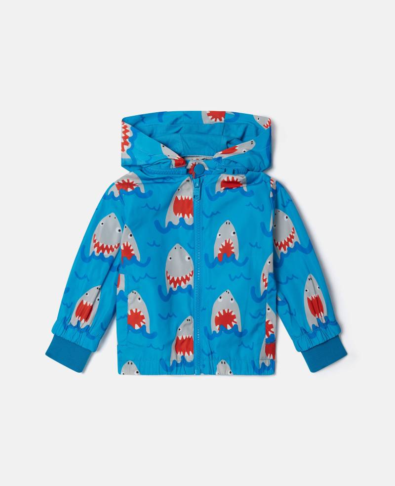 Stella McCartney - Jacke mit Kapuze und Haifisch-Print, Frau, Blau Bunt, Größe: 9m von Stella McCartney