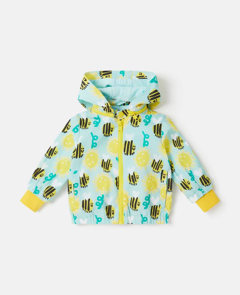 Stella McCartney - Jacke mit Kapuze und Hummel-Sonnenblumen-Print, Frau, Blau Bunt, Größe: 9m von Stella McCartney