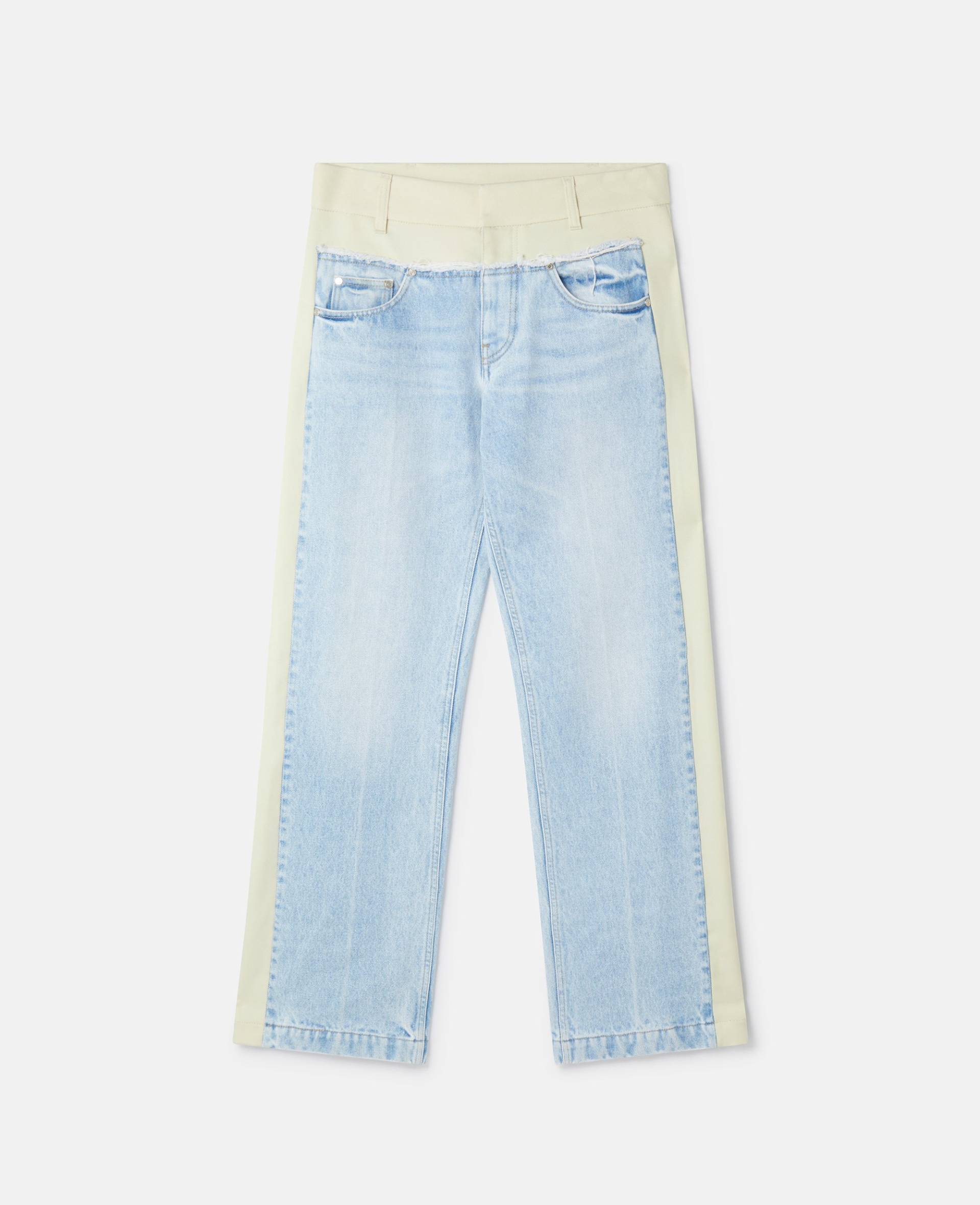 Stella McCartney - Jeans mit geradem Hosenbein und zweifarbigen Einsätzen, Frau, Blau/Naturweiß, Größe: 28 von Stella McCartney