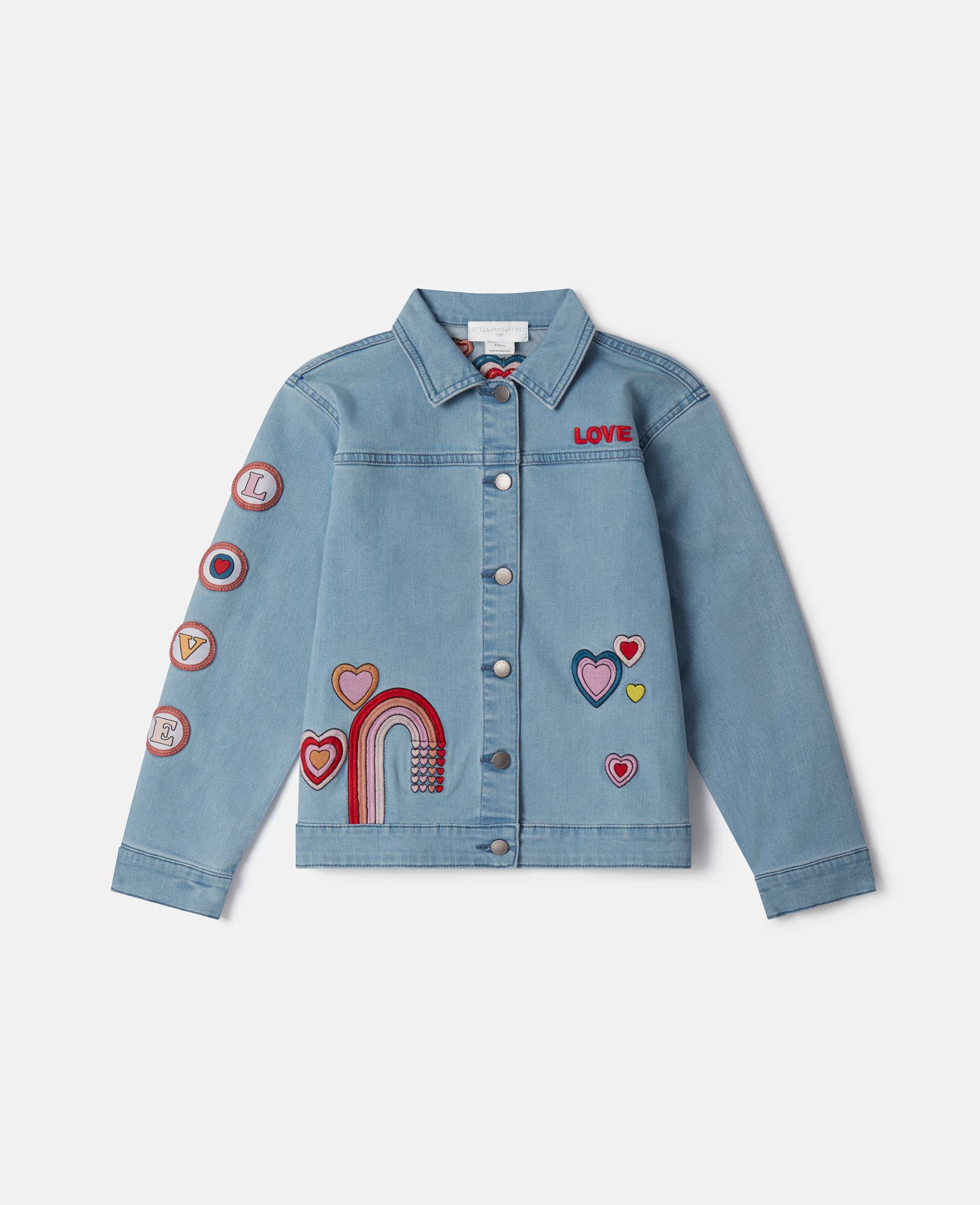 Stella McCartney - Jeansjacke mit I Love You-Stickerei, I Love You, Größe: 12 von Stella McCartney