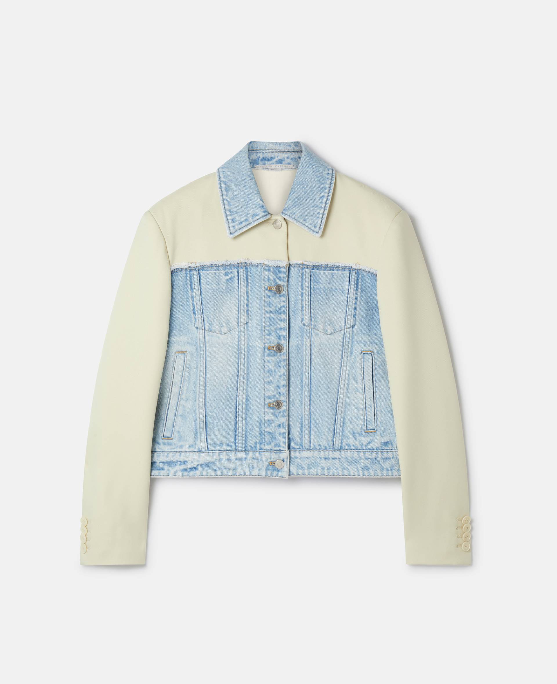 Stella McCartney - Jeansjacke mit zweifarbigen Einsätzen, Frau, Blau/Naturweiß, Größe: L von Stella McCartney