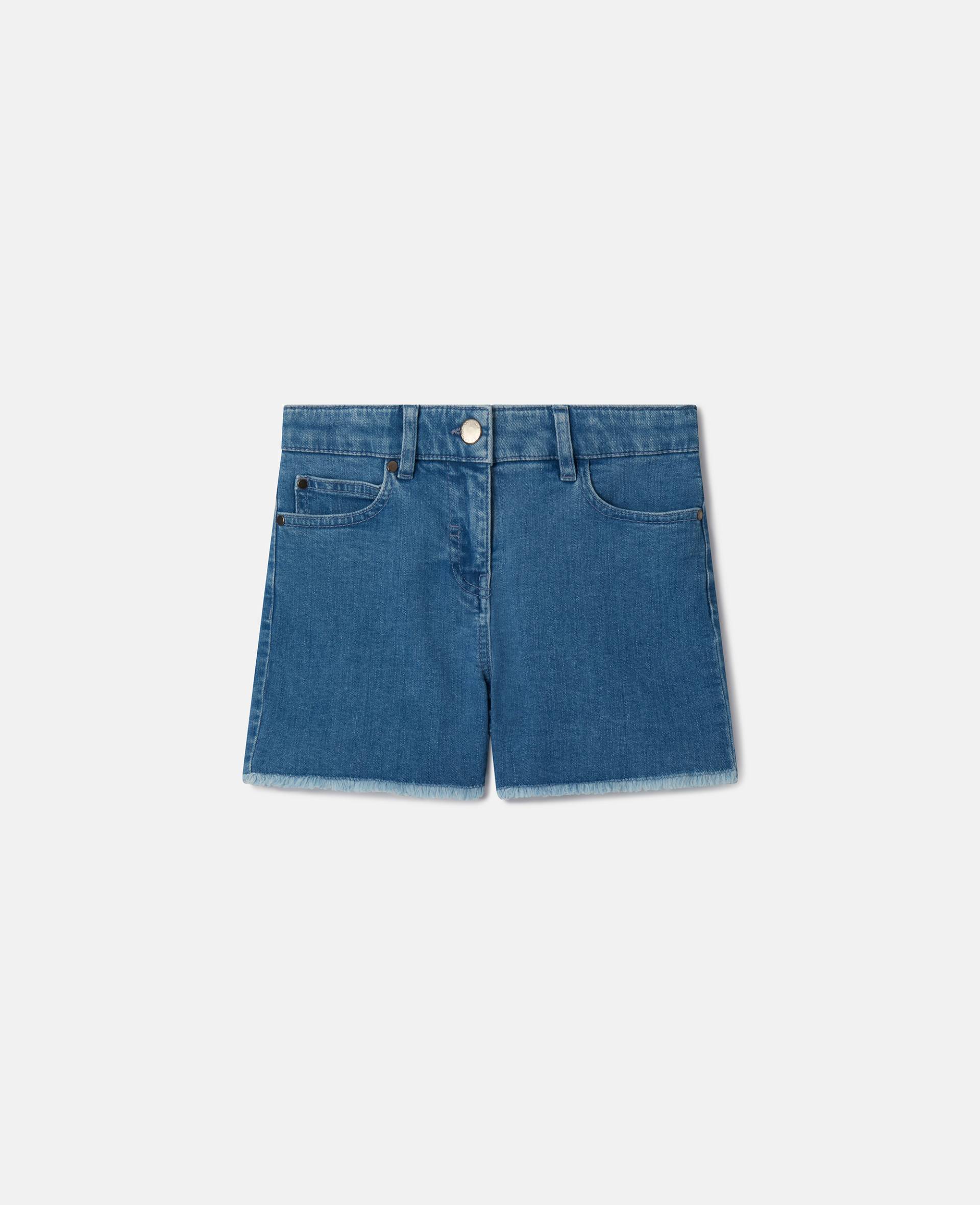 Stella McCartney - Jeansshorts mit Fransenherzen und Stretchanteil, Blau, Größe: 12 von Stella McCartney