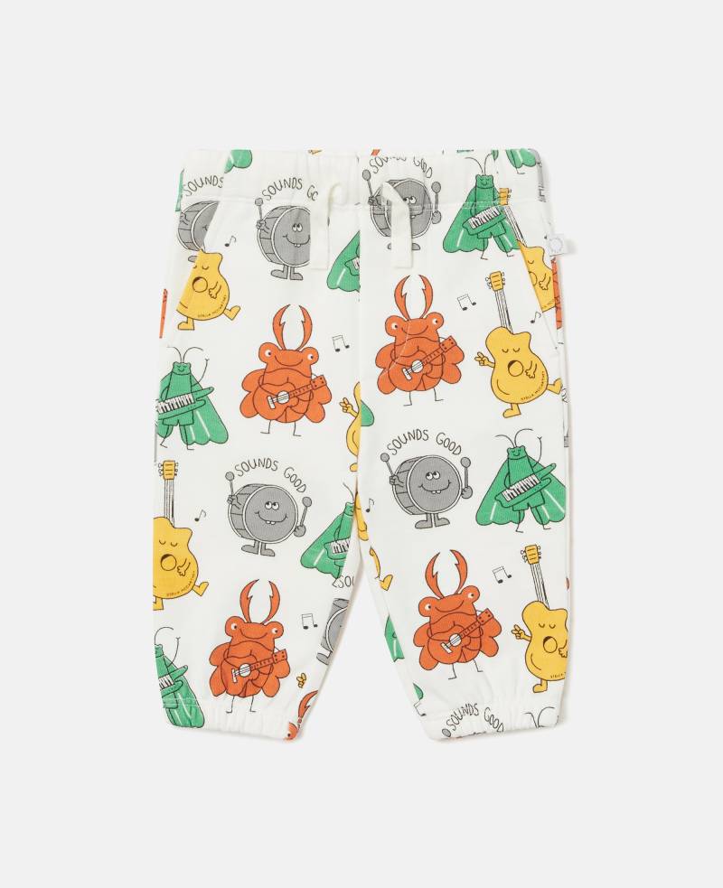 Stella McCartney - Jogginghose mit Insekten-Band-Print, Frau, Elfenbein/Mehrfarbig, Größe: 18m von Stella McCartney