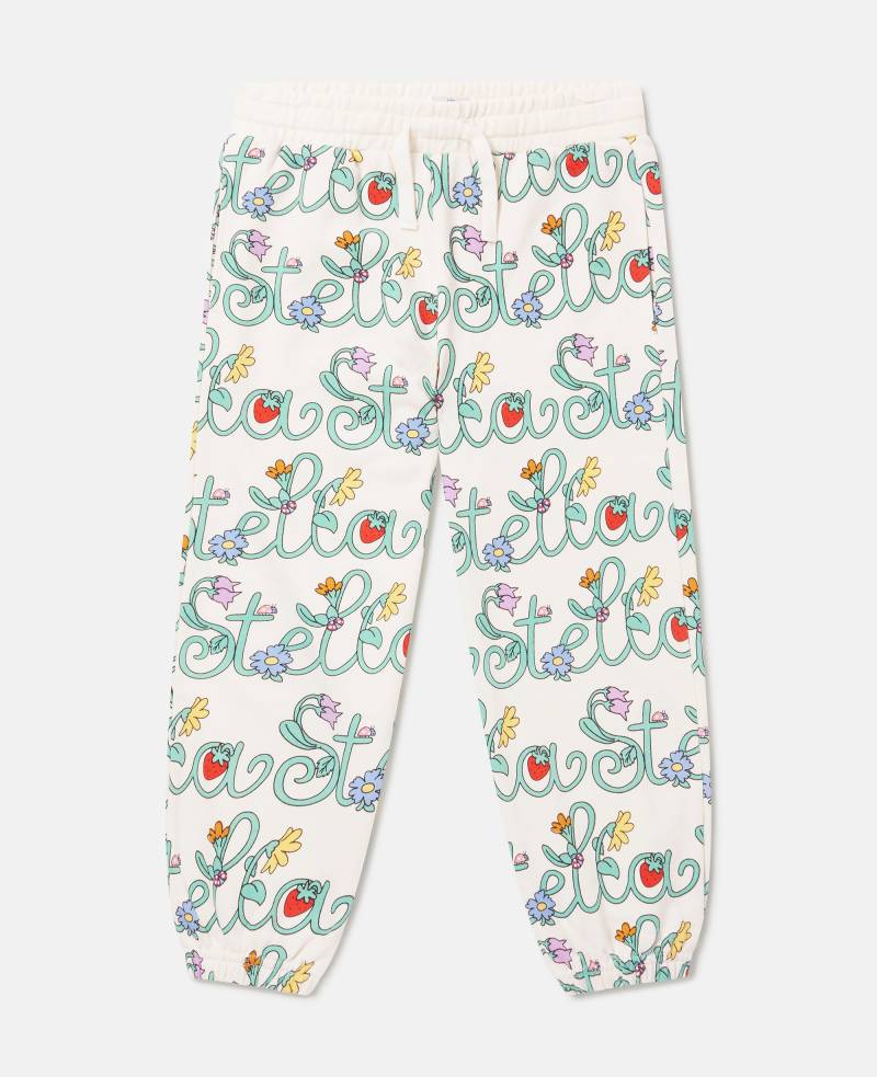 Stella McCartney - Jogginghose mit Stella Ranken-Print, Frau, Elfenbein/Mehrfarbig, Größe: 5 von Stella McCartney