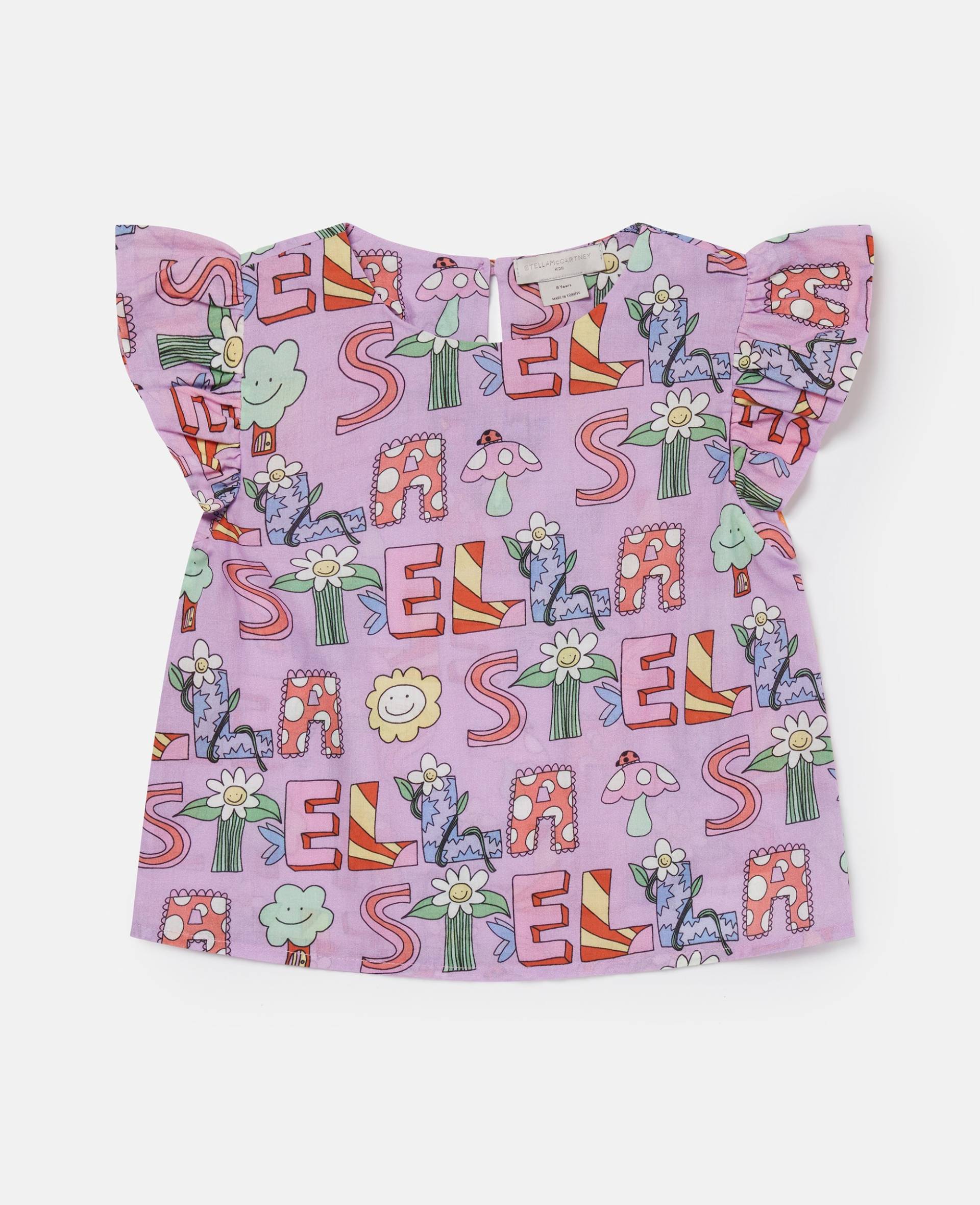 Stella McCartney - T-Shirt mit Ärmelkappen und Stella Woodland-Schriftzug, Violett, Größe: 12 von Stella McCartney