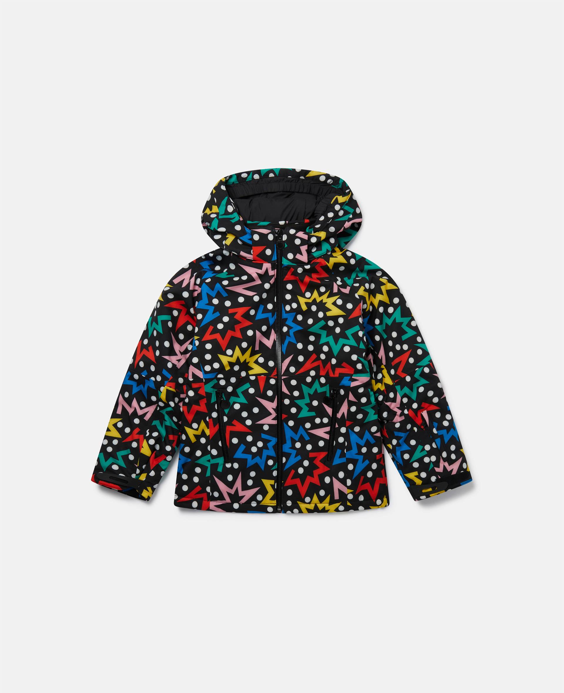 Stella McCartney - Kapuzenmantel mit Starburst Print, Frau, Schwarz/Bunt, Größe: 10 von Stella McCartney