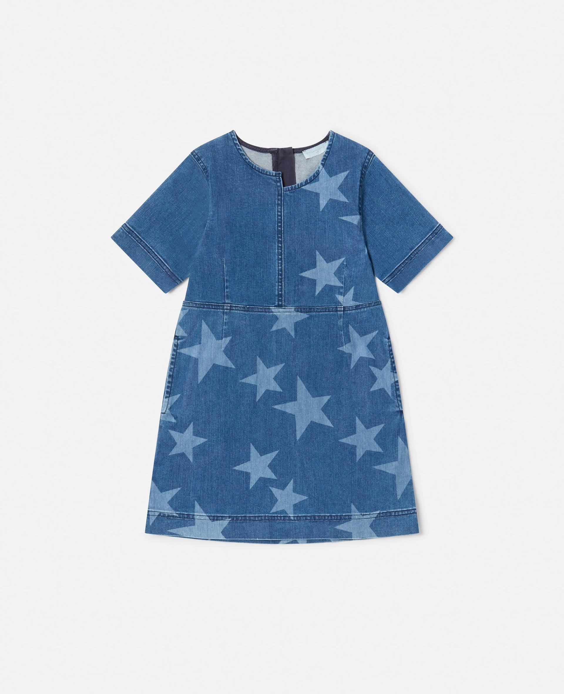 Stella McCartney - Kleid aus Jeans mit Sternen Print, Blau, Größe: 12 von Stella McCartney