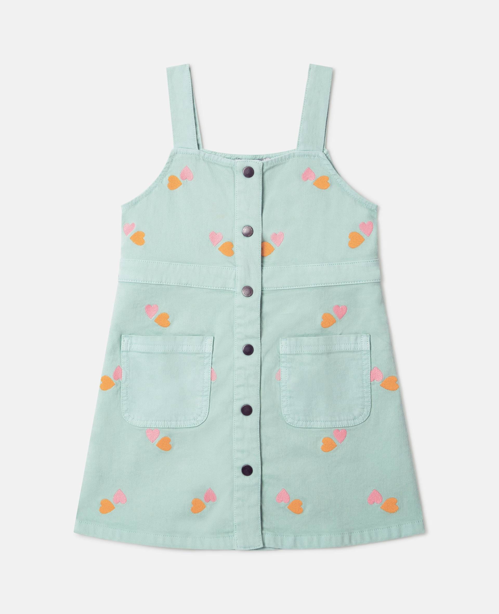 Stella McCartney - Kleid mit Herz-Stickerei aus Gabardine, Frau, Grün, Größe: 2 von Stella McCartney