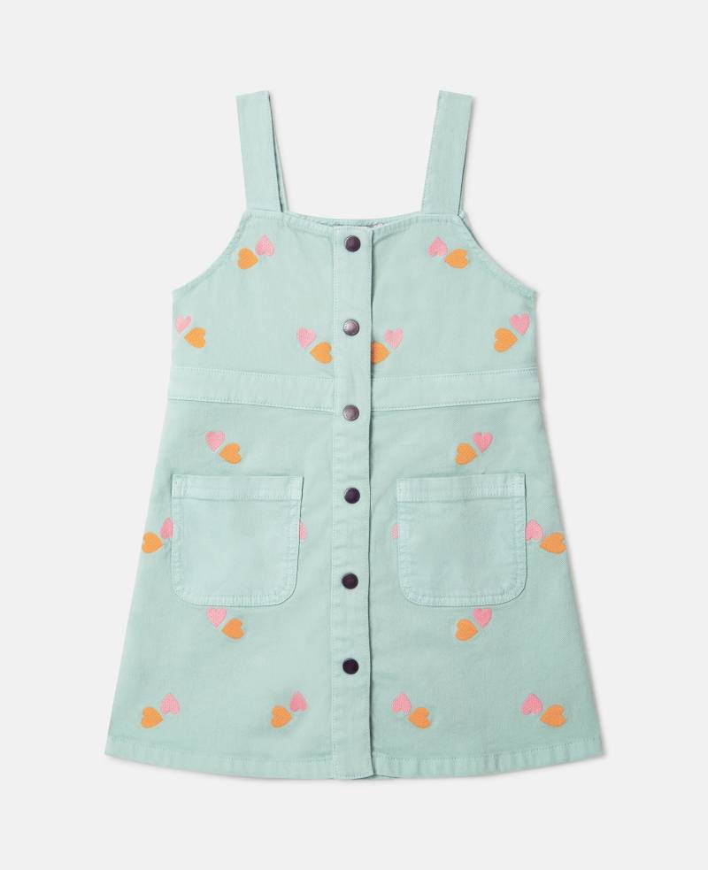 Stella McCartney - Kleid mit Herz-Stickerei aus Gabardine, Frau, Grün, Größe: 5 von Stella McCartney