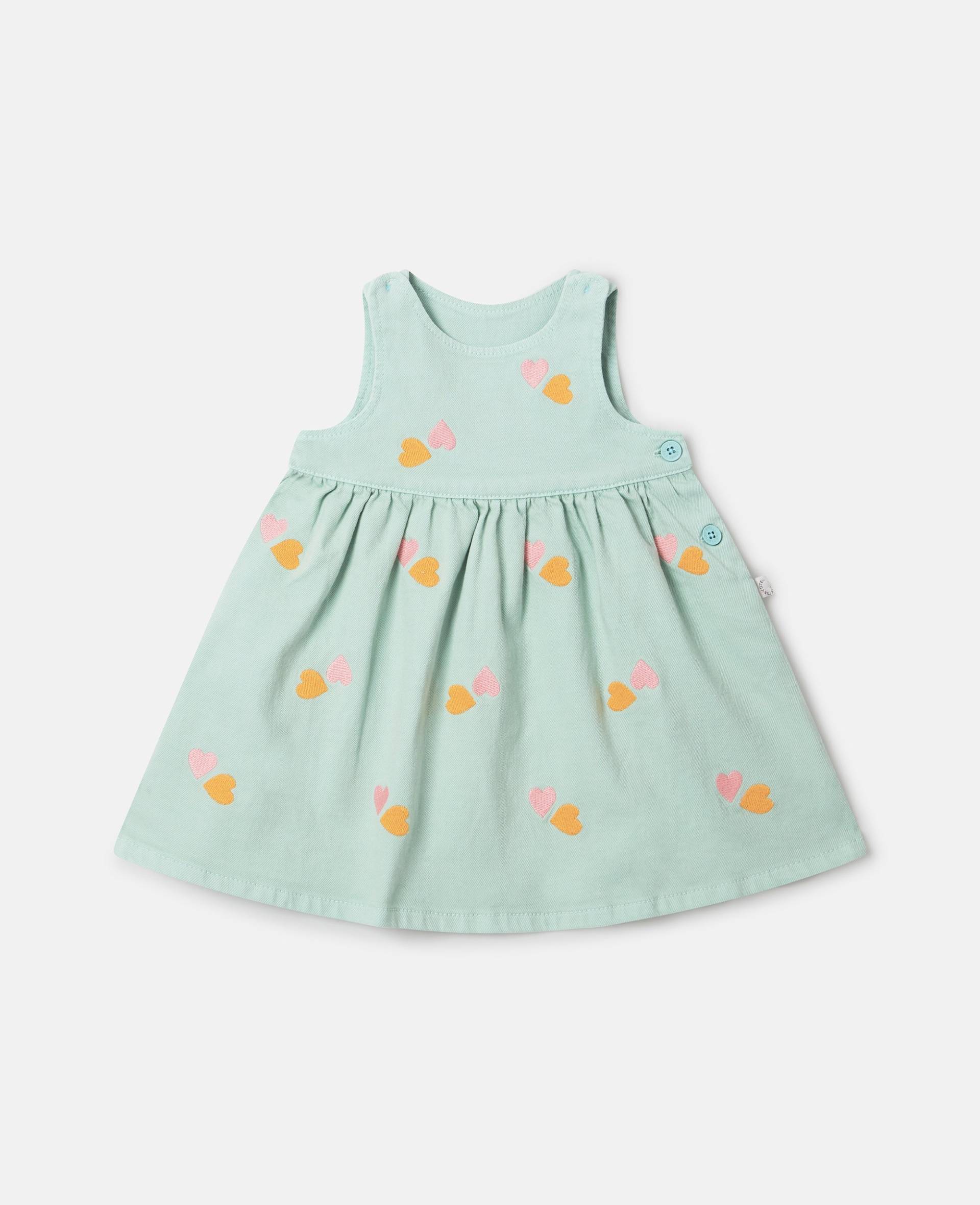 Stella McCartney - Kleid mit Herz-Stickerei aus Gabardine, Frau, Grün, Größe: 9m von Stella McCartney