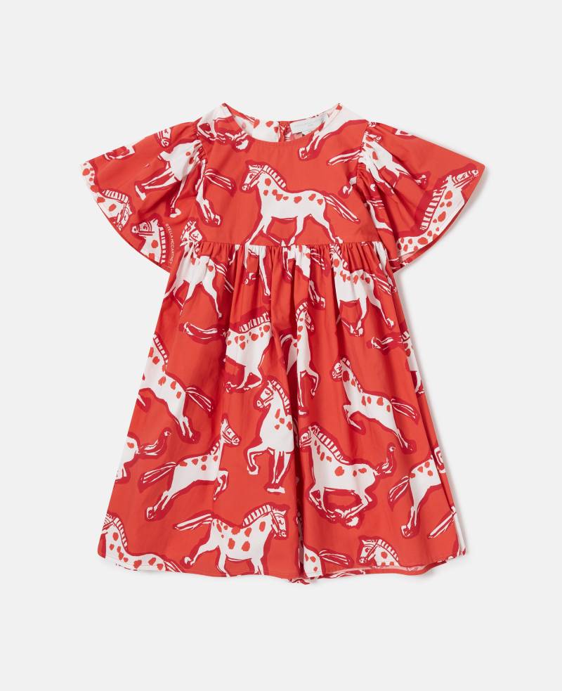 Stella McCartney - Kleid mit Pferde-Print aus Popeline, Frau, Rot/Bunt, Größe: 6 von Stella McCartney