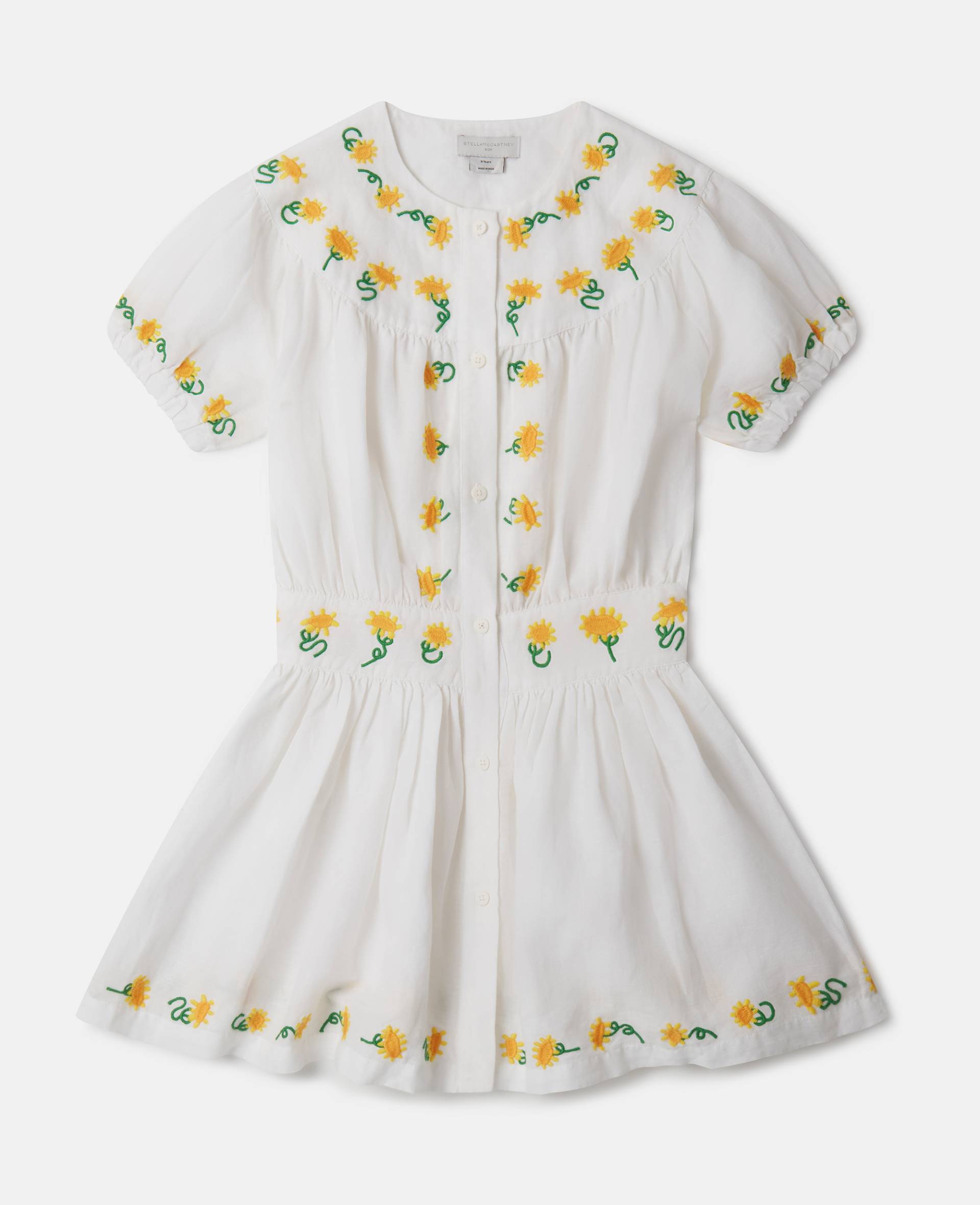 Stella McCartney - Kleid mit Sonnenblumen-Stickerei, Frau, Weiß, Größe: 3 von Stella McCartney