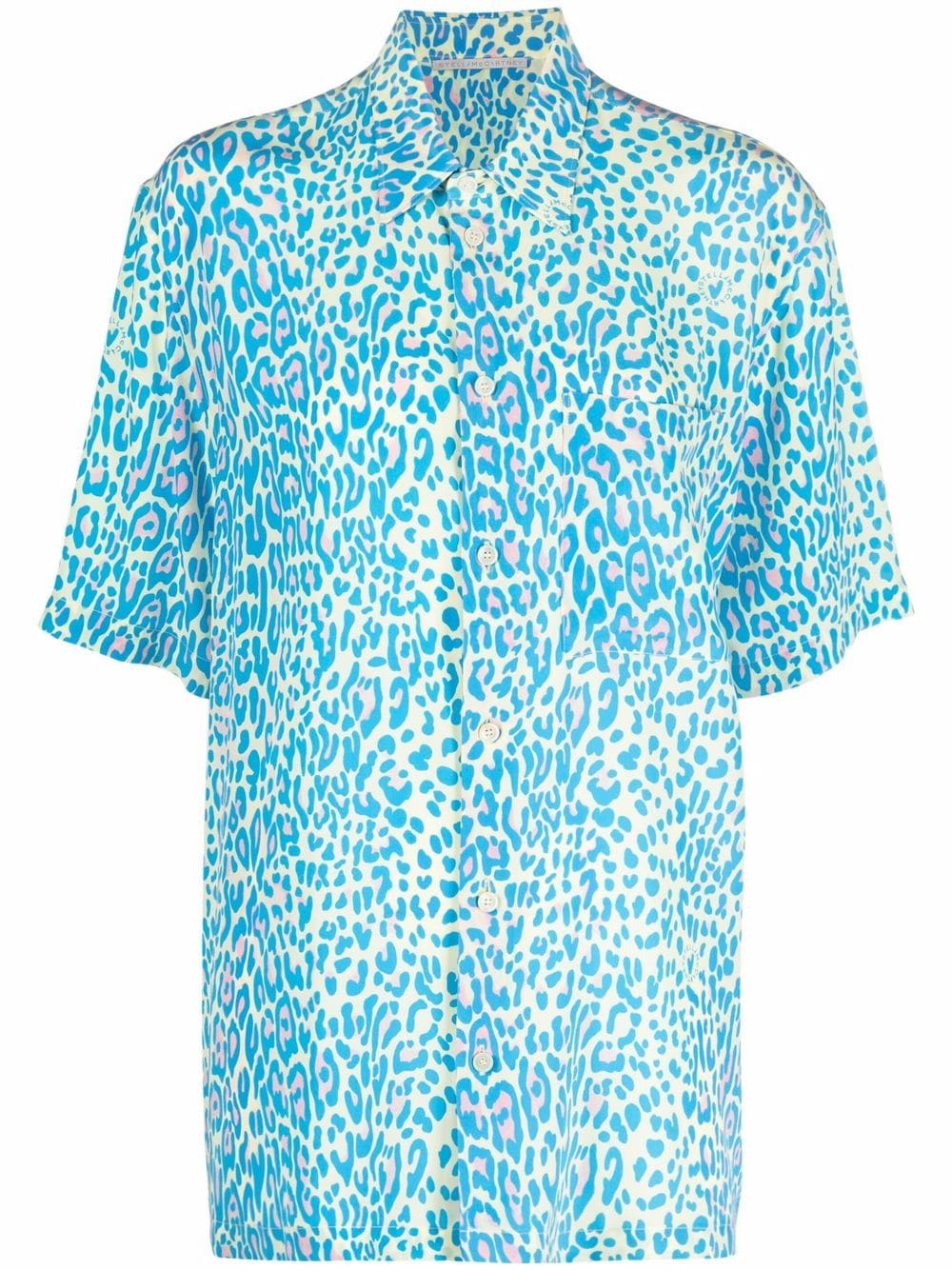 Stella McCartney Kurzärmeliges Hemd mit Leoparden-Print - Blau von Stella McCartney