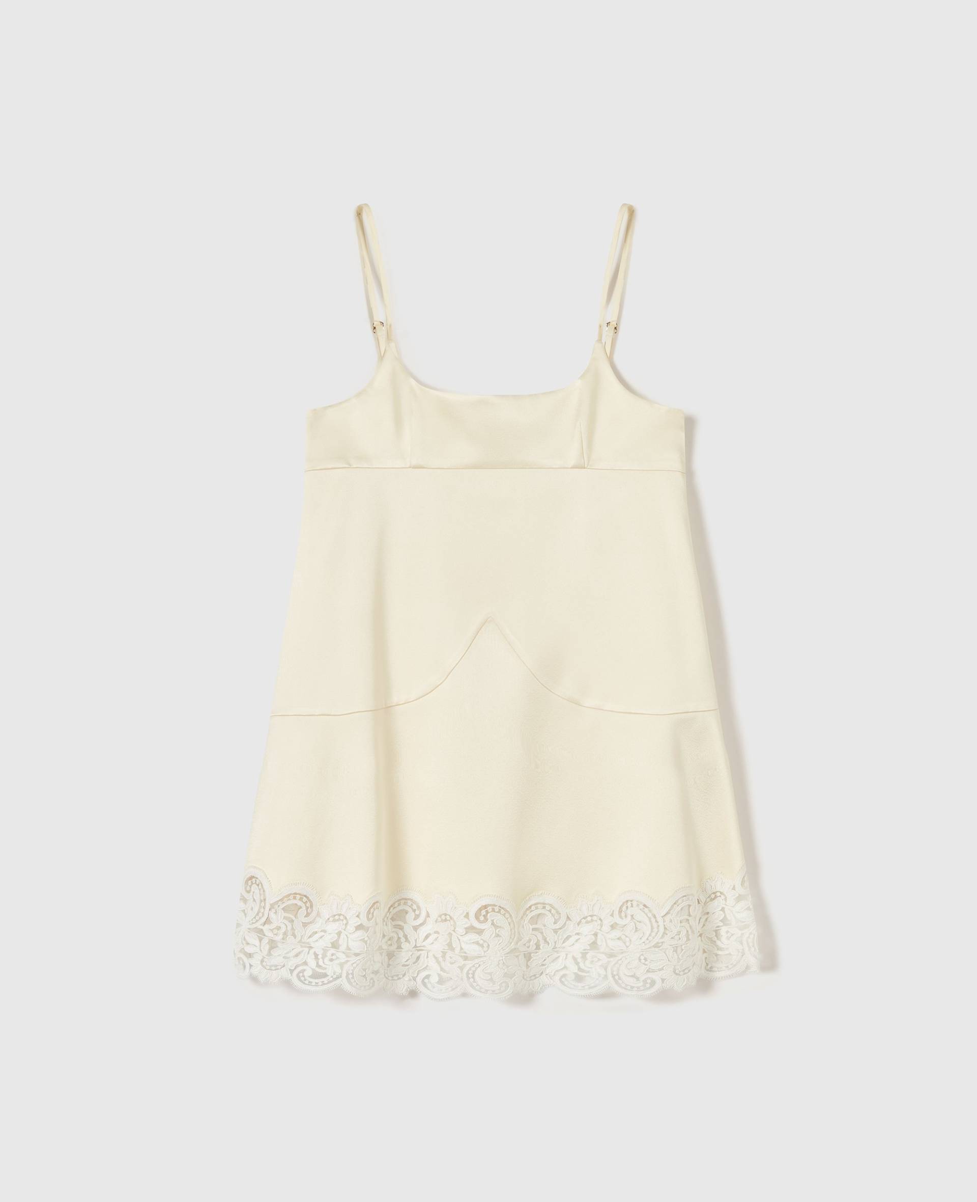 Stella McCartney - Lace-Trim Satin Mini Dress, Frau, Buttermilk, Größe: 36 von Stella McCartney
