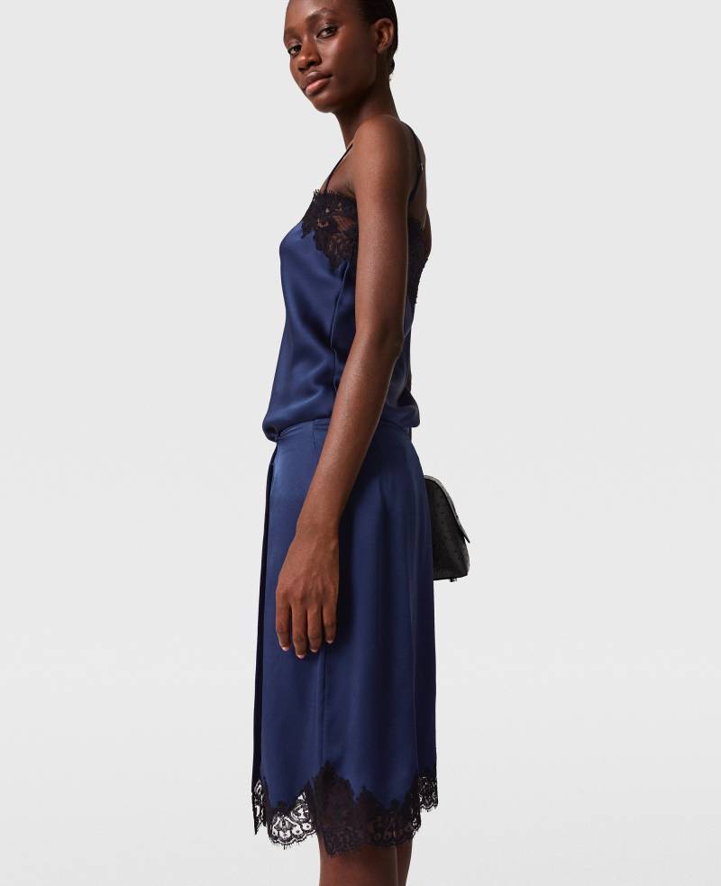 Stella McCartney - Lace-Trim Satin Top, Frau, Navy, Größe: 38 von Stella McCartney