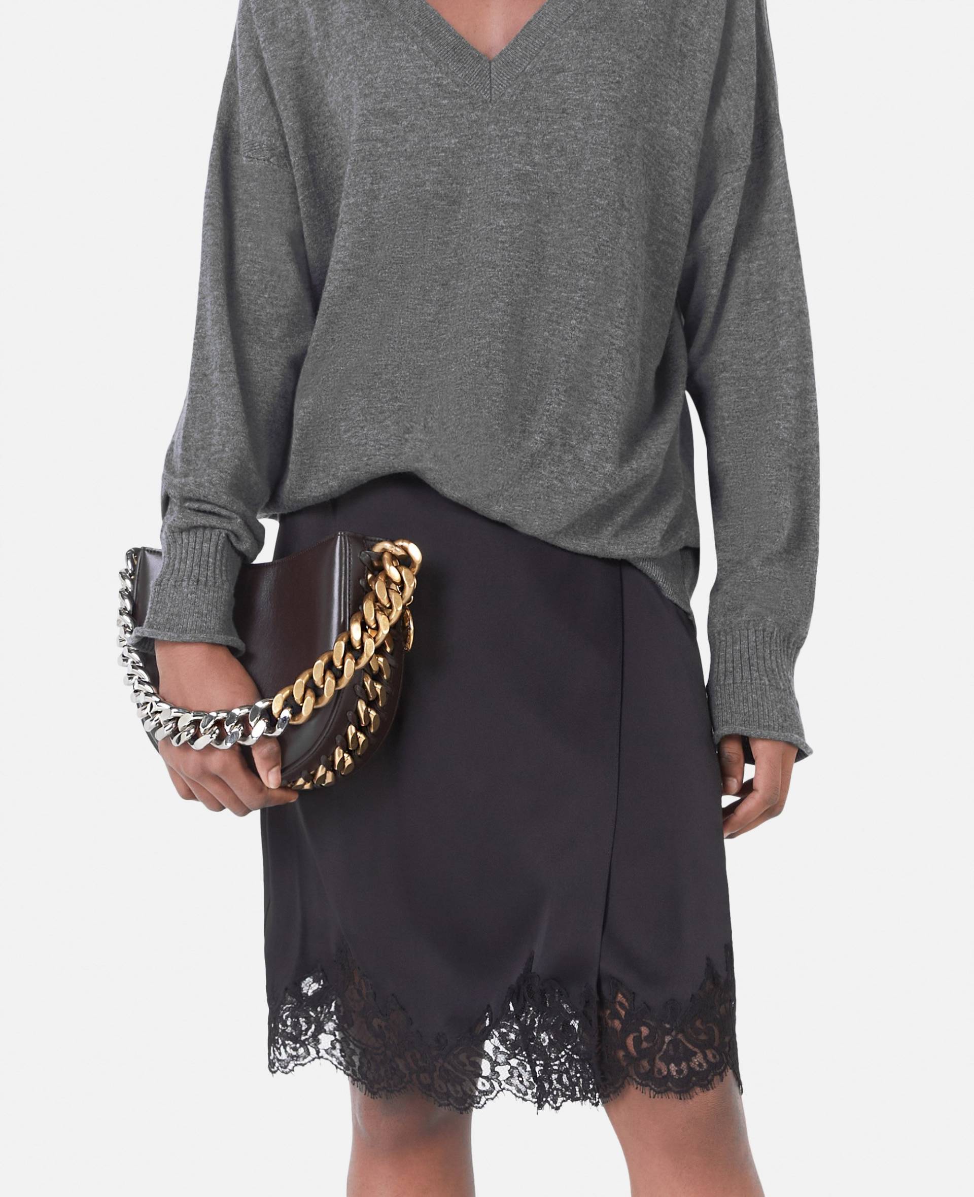 Stella McCartney - Langaermeliger Pullover mit V Ausschnitt, Frau, Grau, Größe: M Stella McCartney - Langaermeliger Pullover mit V Ausschnitt, Frau, Grau, Größe: M von Stella McCartney