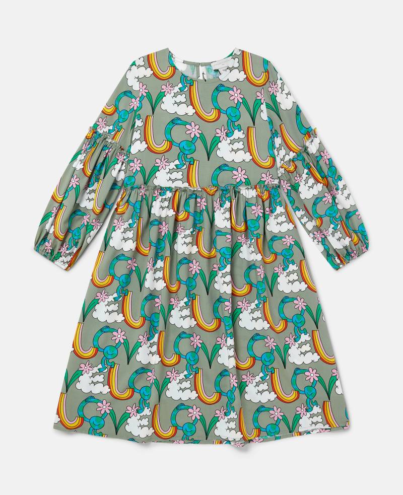 Stella McCartney - Langärmeliges Kleid mit Earth Friends Print, Grün/Mehrfarbig, Größe: 12 von Stella McCartney