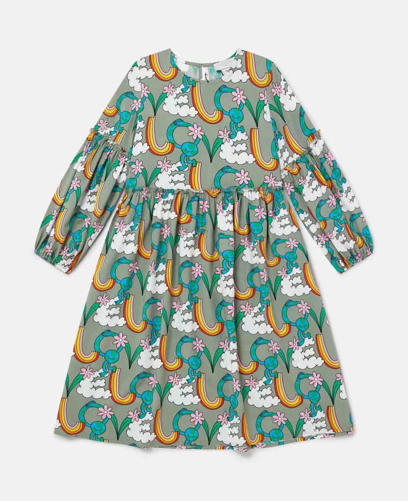 Stella McCartney - Langärmeliges Kleid mit Earth Friends Print, Grün/Mehrfarbig, Größe: 6 von Stella McCartney