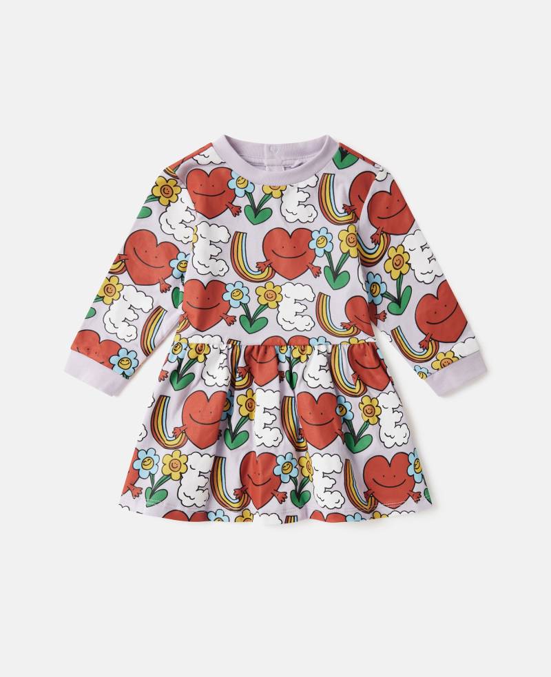 Stella McCartney - Langärmeliges Kleid mit Earth Friends Print, Violett/Mehrfarbig, Größe: 36m von Stella McCartney
