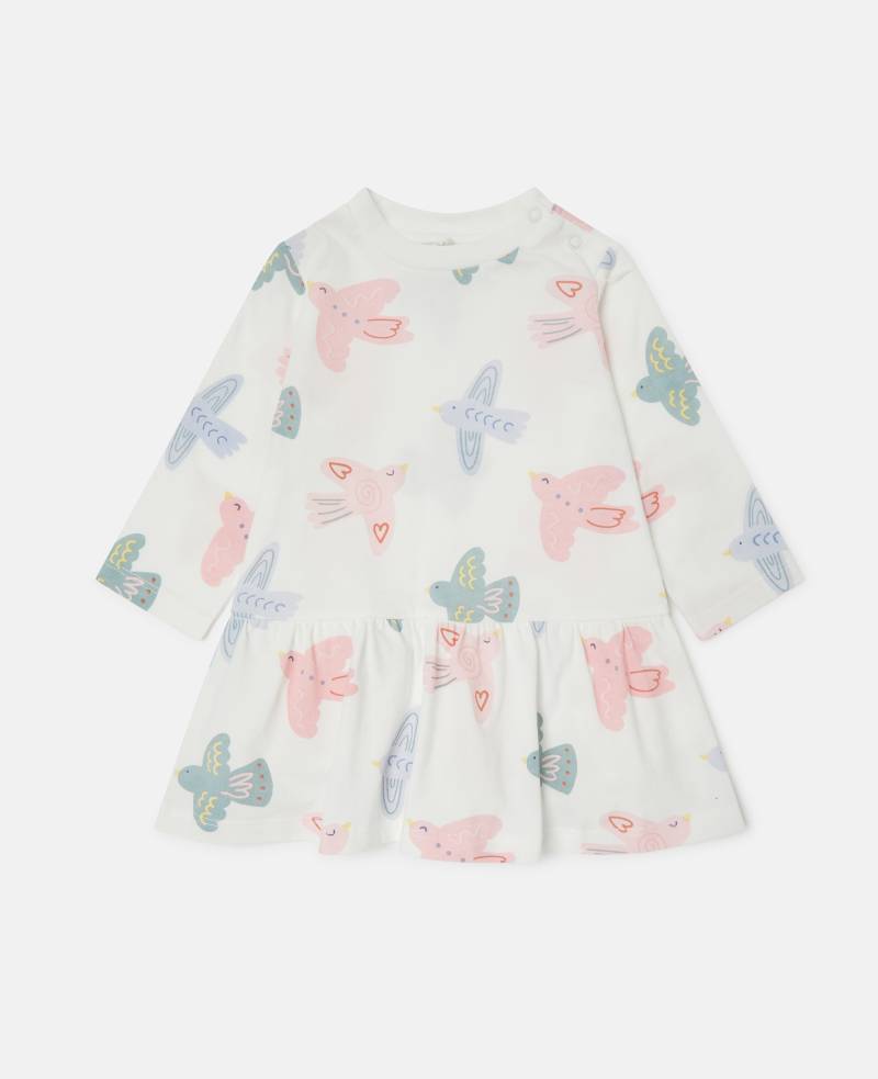 Stella McCartney - Langärmeliges Kleid mit Tauben-Print, Elfenbein, Größe: 24m von Stella McCartney