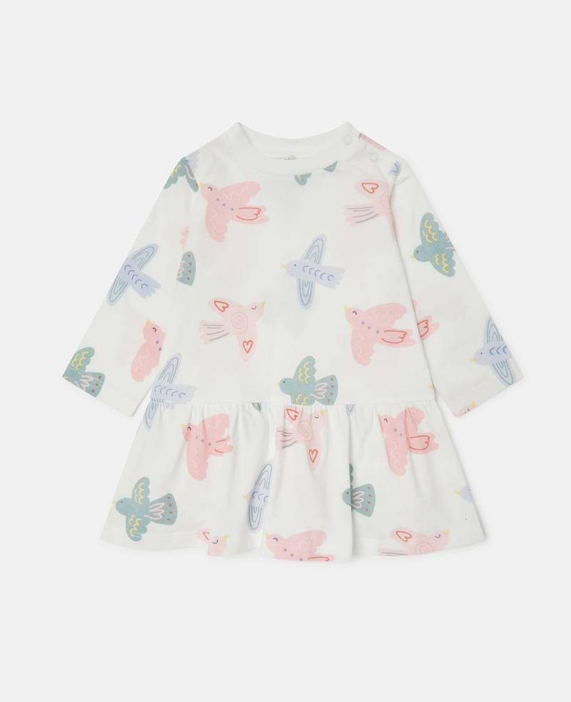 Stella McCartney - Langärmeliges Kleid mit Tauben-Print, Elfenbein, Größe: 3m von Stella McCartney