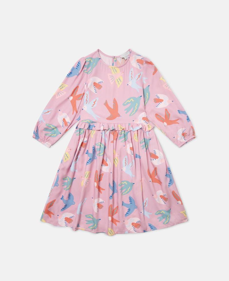 Stella McCartney - Langärmeliges Kleid mit Tauben-Print, Violett/Mehrfarbig, Größe: 2 von Stella McCartney