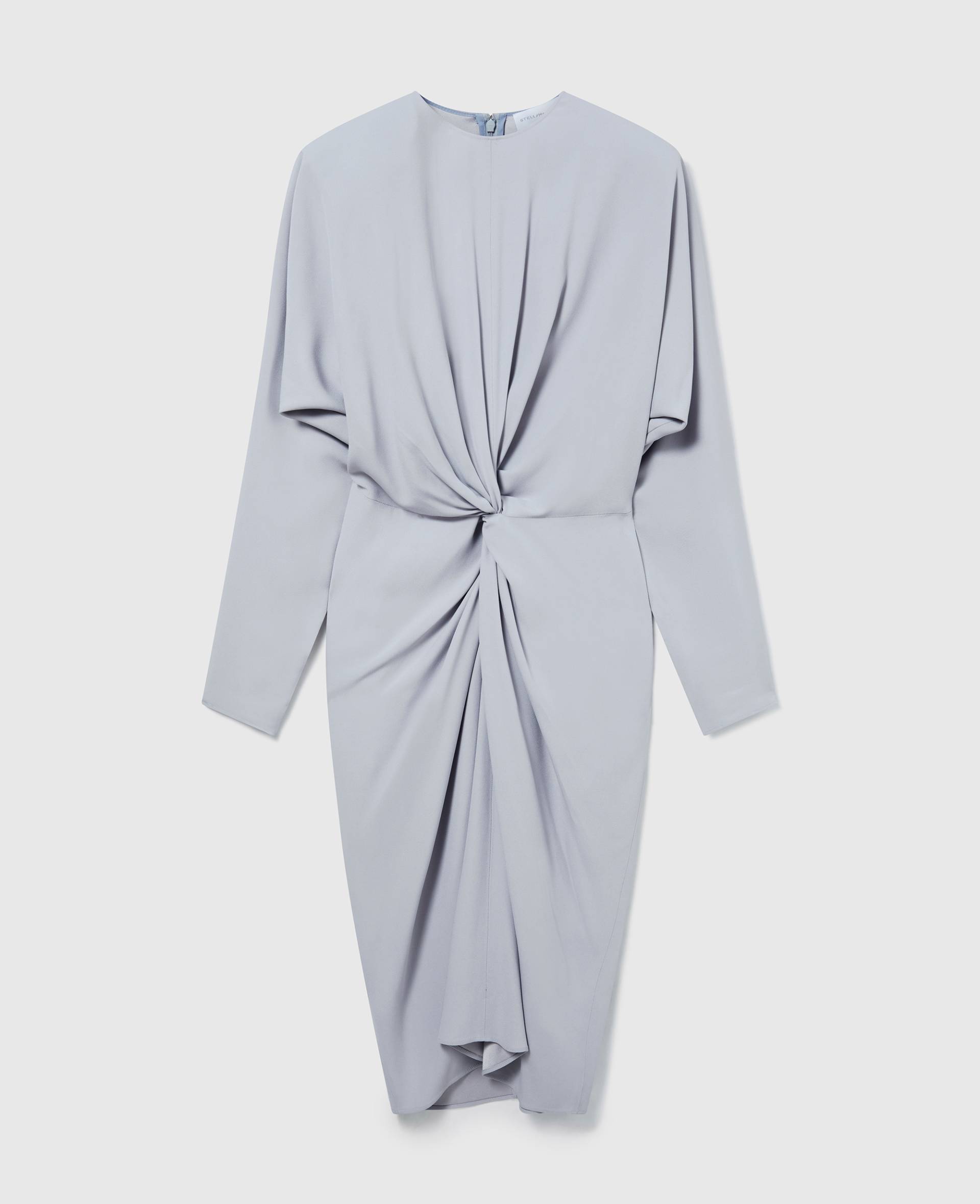 Stella McCartney - Langärmeliges Midikleid mit verdrehter Vorderseite, Frau, Perlblau, Größe: 40 von Stella McCartney