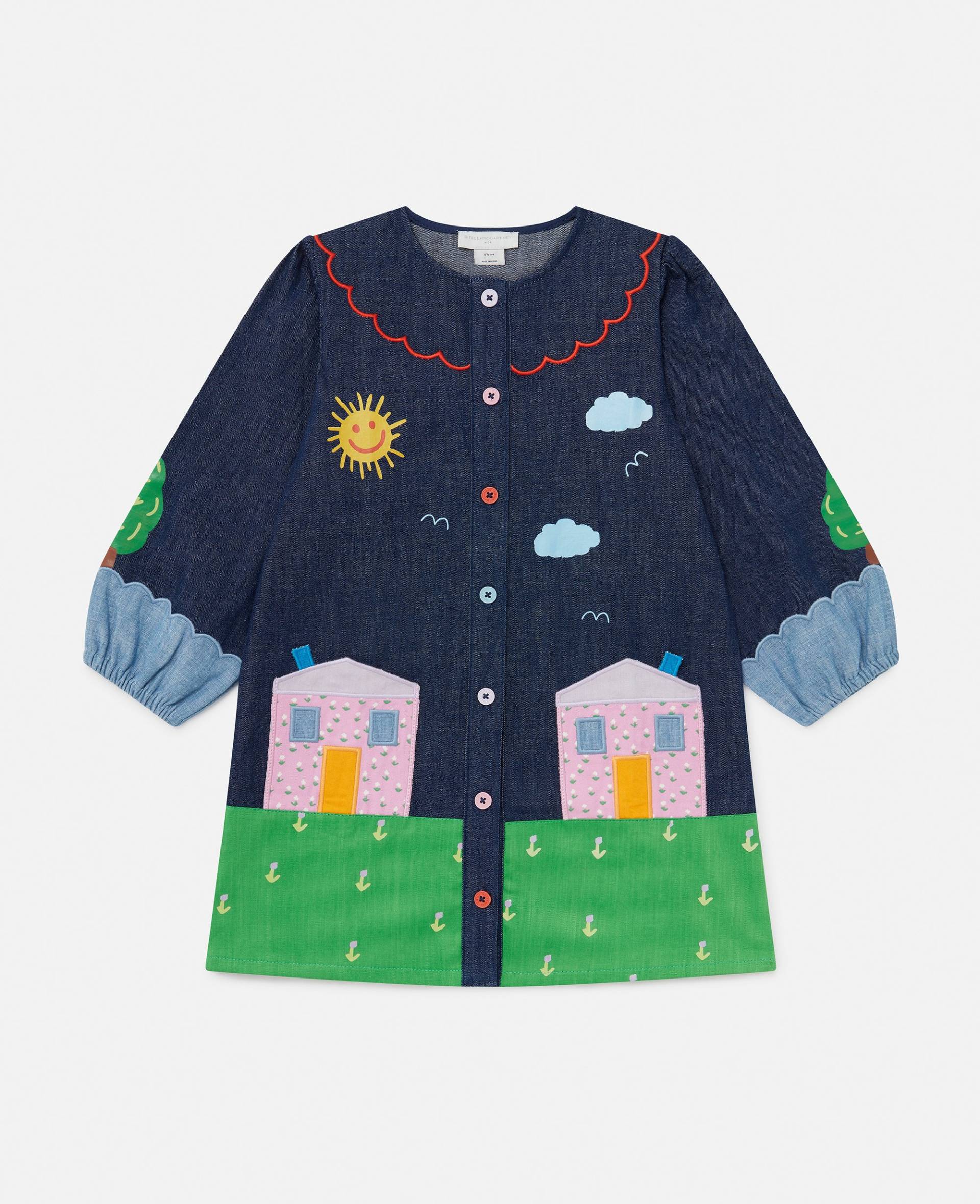 Stella McCartney - Langarm-Kleid mit Bauernhof-Applikationen, Frau, Mehrfarbig, Größe: 8 Stella McCartney - Langarm-Kleid mit Bauernhof-Applikationen, Frau, Mehrfarbig, Größe: 8 von Stella McCartney