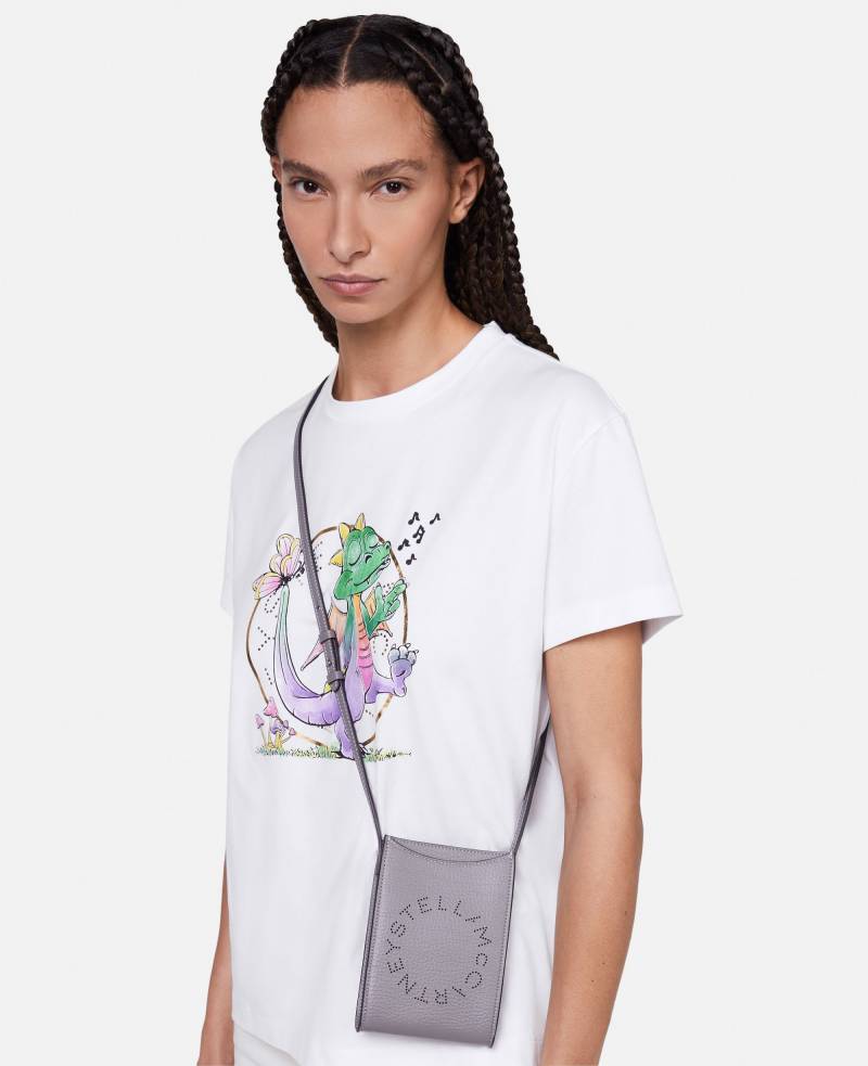 Stella McCartney - Logo Grainy Alter Mat Handyetui zum Umhängen, Frau, Rauchgrau von Stella McCartney