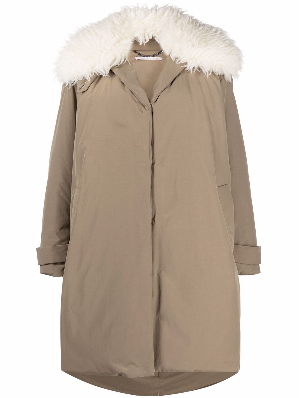 Stella McCartney Mantel mit Faux-Fur-Kragen - Nude von Stella McCartney