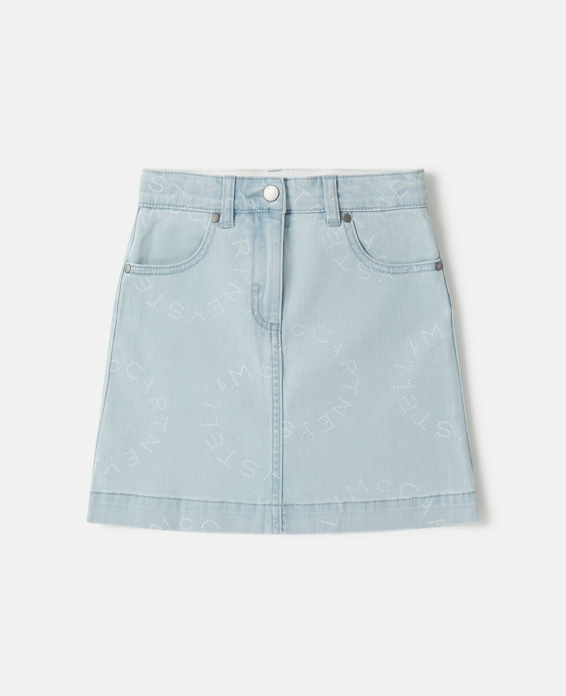 Stella McCartney - Medallion Logo Denim Skirt, Frau, Blue, Größe: 5 von Stella McCartney