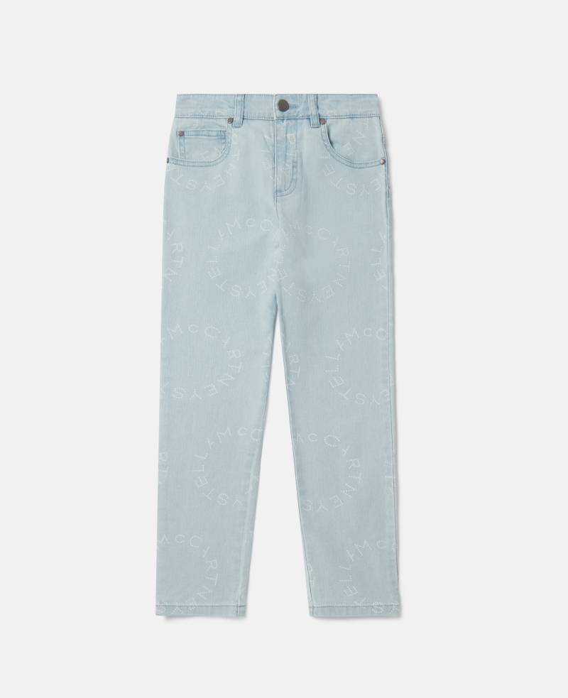 Stella McCartney - Medallion Logo Straight Leg Jeans, Frau, Blue, Größe: 6 von Stella McCartney