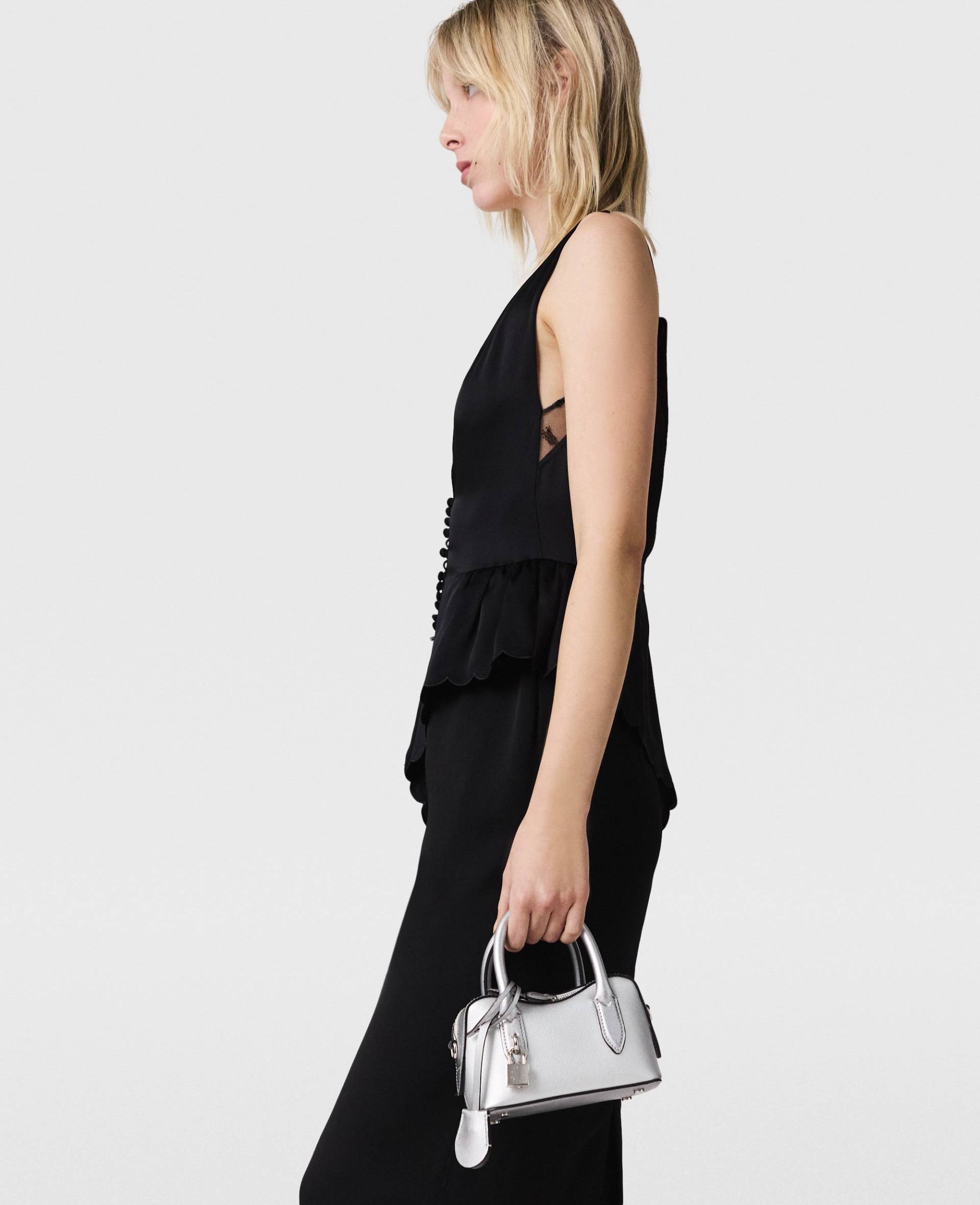 Stella McCartney - Midikleid mit tiefem V-Ausschnitt und Schößchen-Einsatz, Frau, Schwarz, Größe: 36 von Stella McCartney