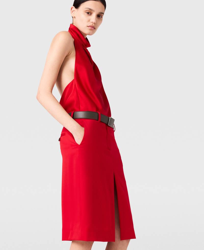 Stella McCartney - Midirock aus Satin mit Spitzenbesatz, Frau, Lippenstift, Größe: 38 Stella McCartney - Midirock aus Satin mit Spitzenbesatz, Frau, Lippenstift, Größe: 38 von Stella McCartney