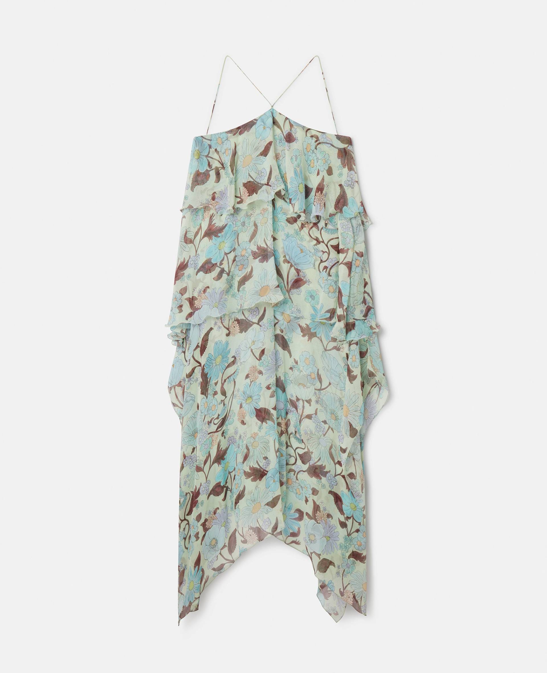 Stella McCartney - Neckholder-Kleid aus Seidenchiffon mit Lady Garden Print, Frau, Mintgrün/Bunt, Größe: 44 von Stella McCartney