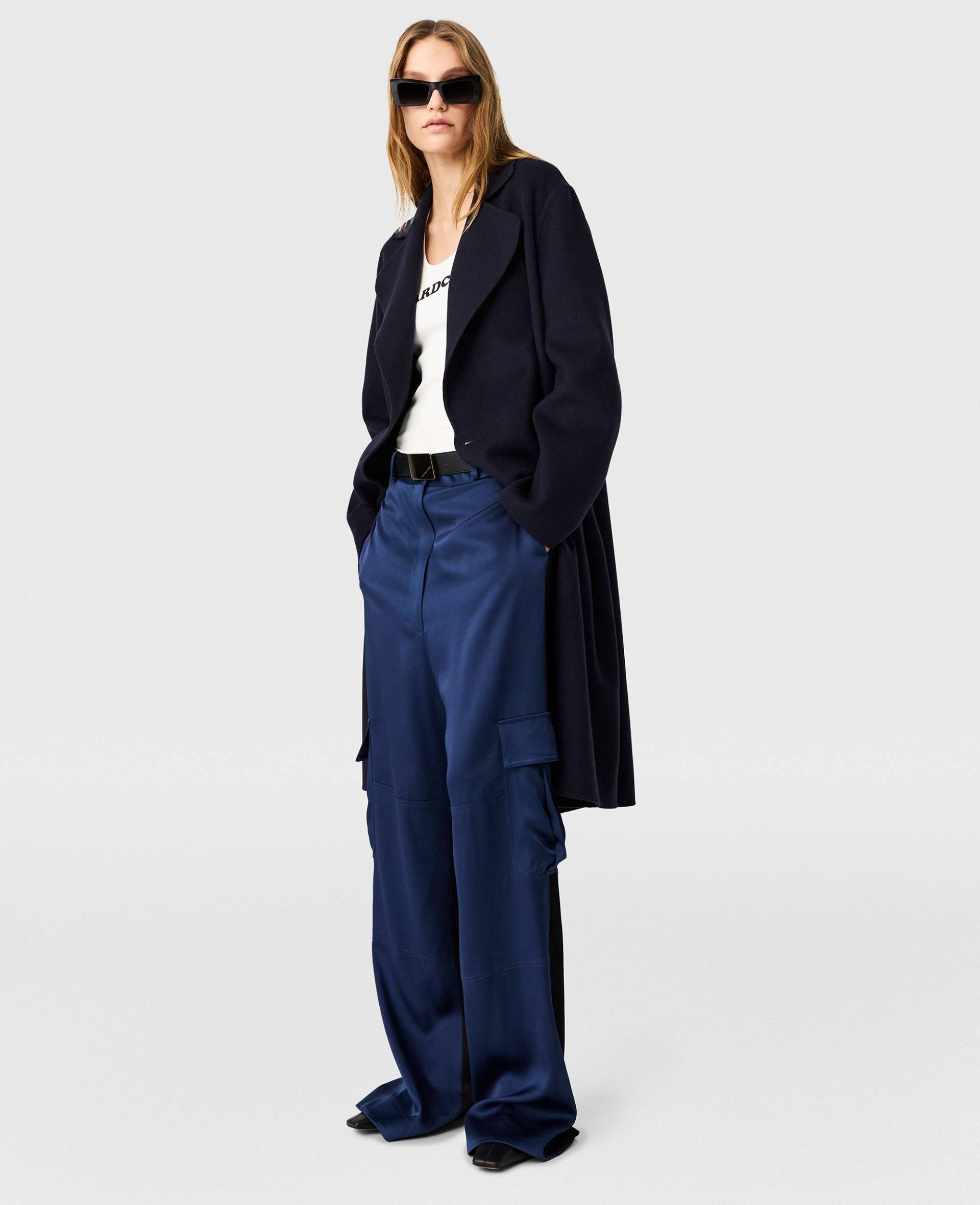 Stella McCartney - Oversize-Cargohose aus Satin, Frau, Marineblau, Größe: 40 von Stella McCartney