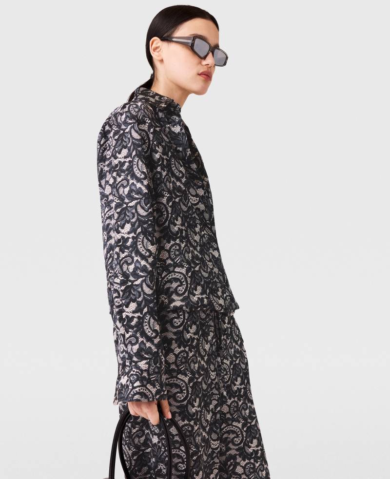 Stella McCartney - Oversize-Hemd mit Spitzen-Print, Frau, Schwarz, Größe: 36 von Stella McCartney