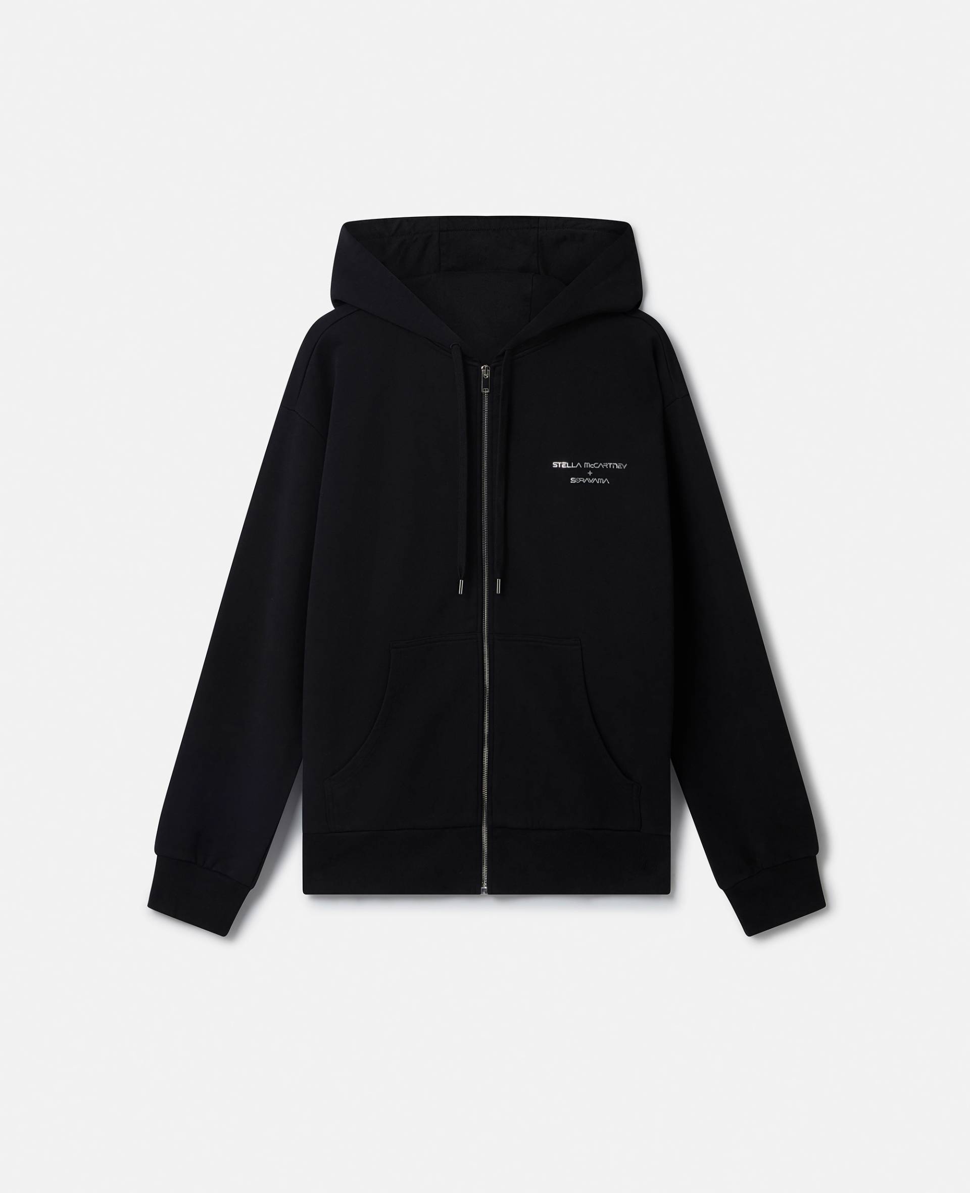 Stella McCartney - Oversize-Hoodie aus Biobaumwolle mit Reißverschluss und Sexy Robot-Motiv, Frau, Schwarz, Größe: L von Stella McCartney