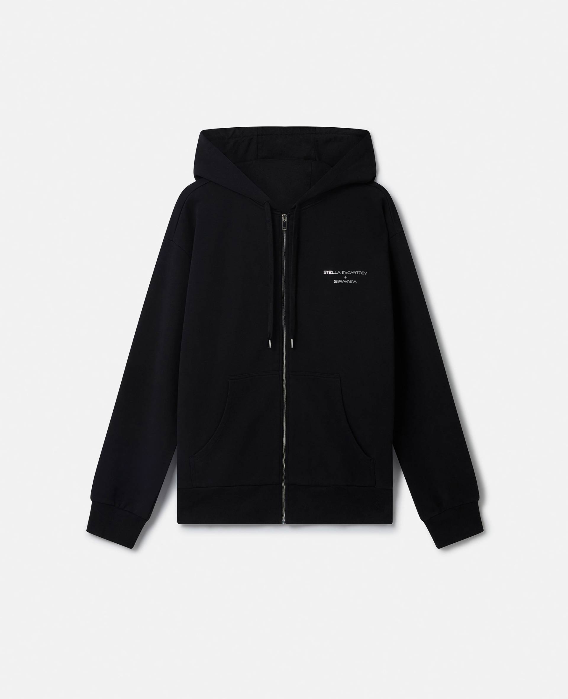 Stella McCartney - Oversize-Hoodie aus Biobaumwolle mit Reißverschluss und Sexy Robot-Motiv, Frau, Schwarz, Größe: S von Stella McCartney