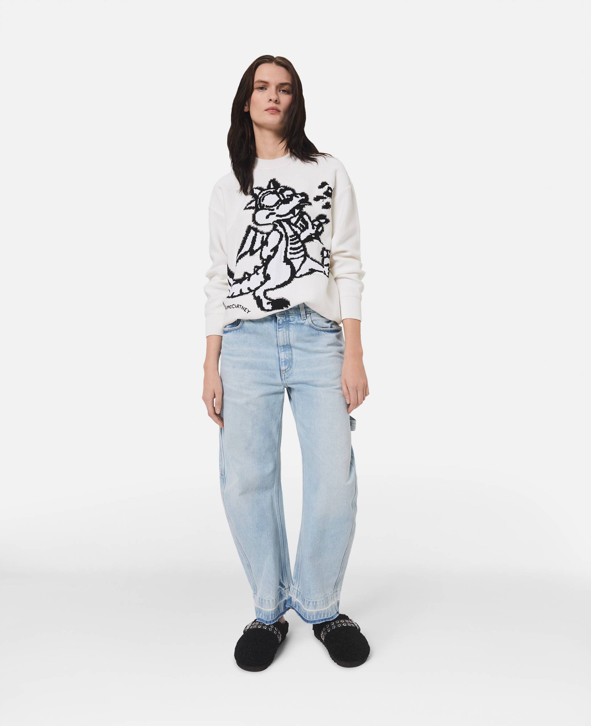 Stella McCartney - Oversize-Pullover mit Year of the Dragon"-Motiv, Frau, Hafer, Größe: XS von Stella McCartney