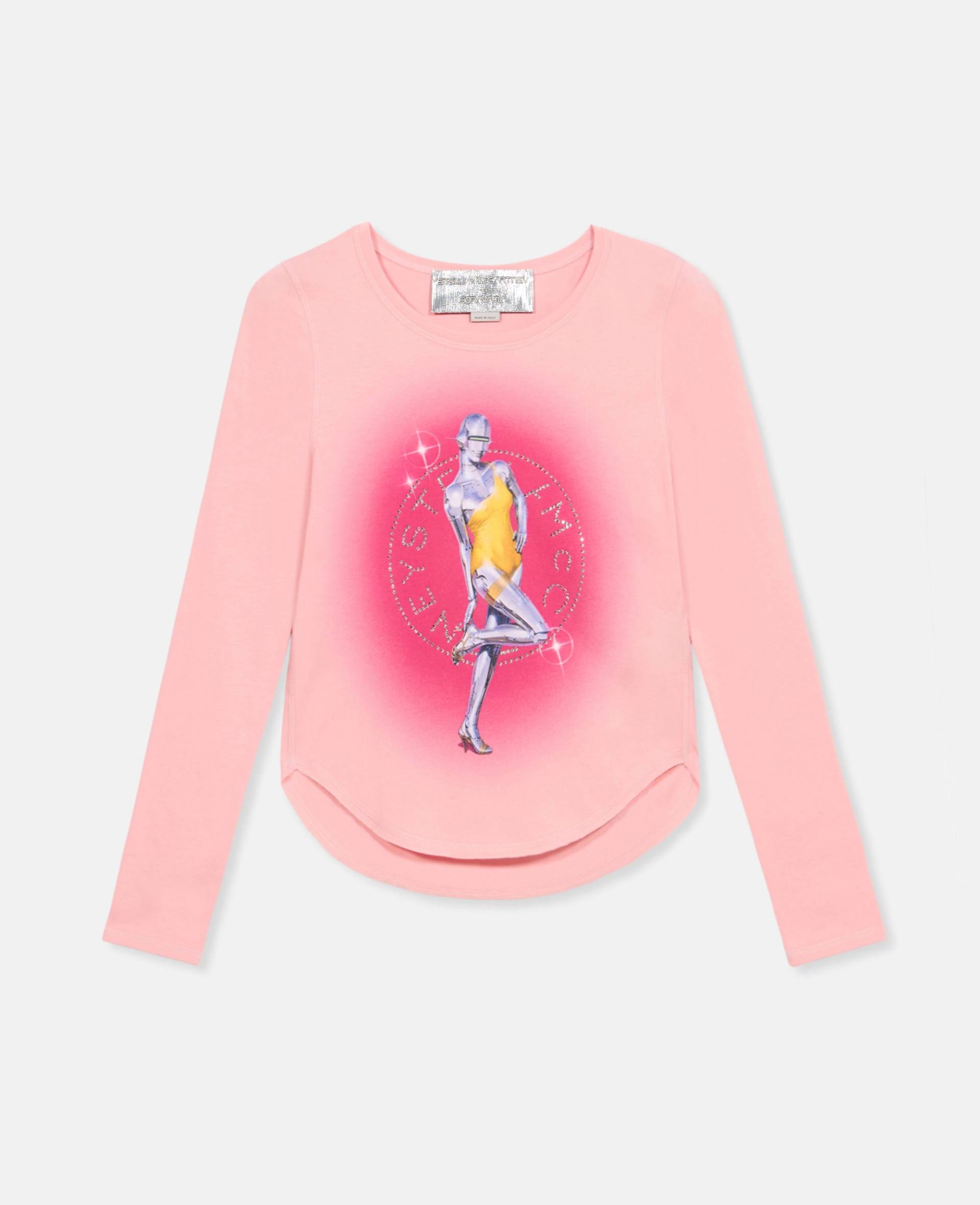 Stella McCartney - Oversize-T-Shirt aus Biobaumwolle mit Sexy Robot-Motiv, Frau, Rosa, Größe: M von Stella McCartney